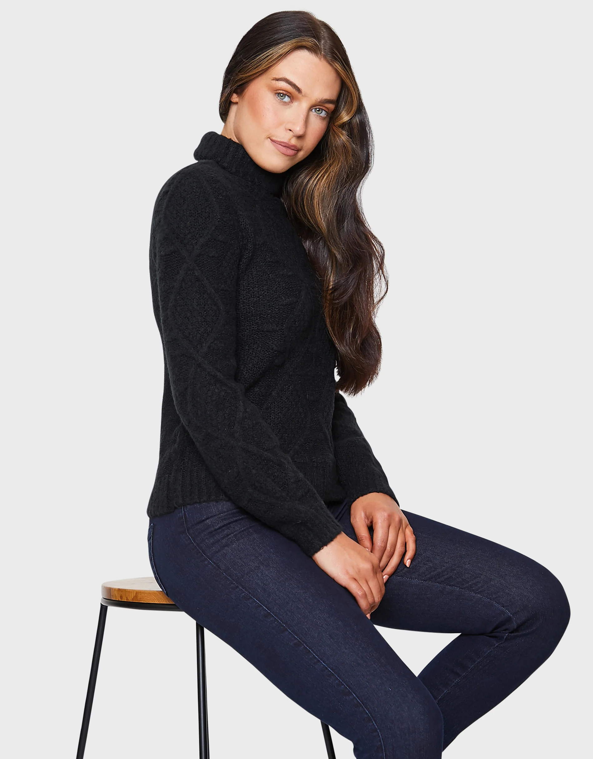 Roll Neck Jumper in Black