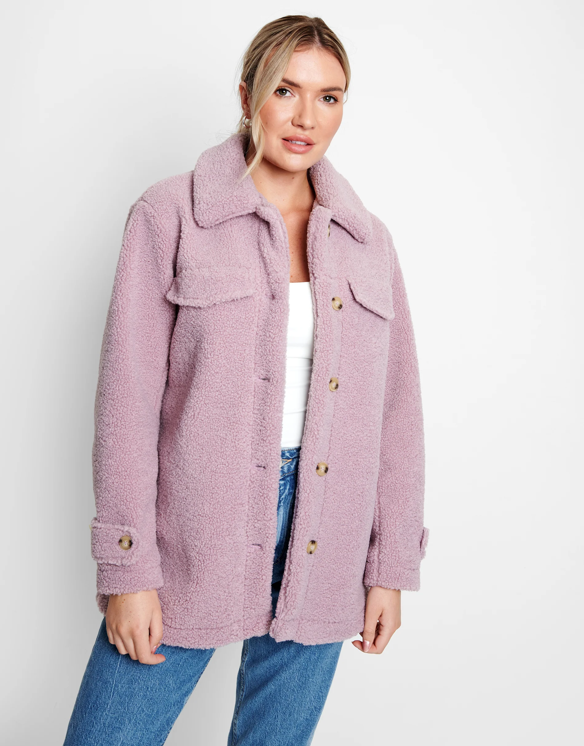 Faux Borg Shacket in Lilac Purple
