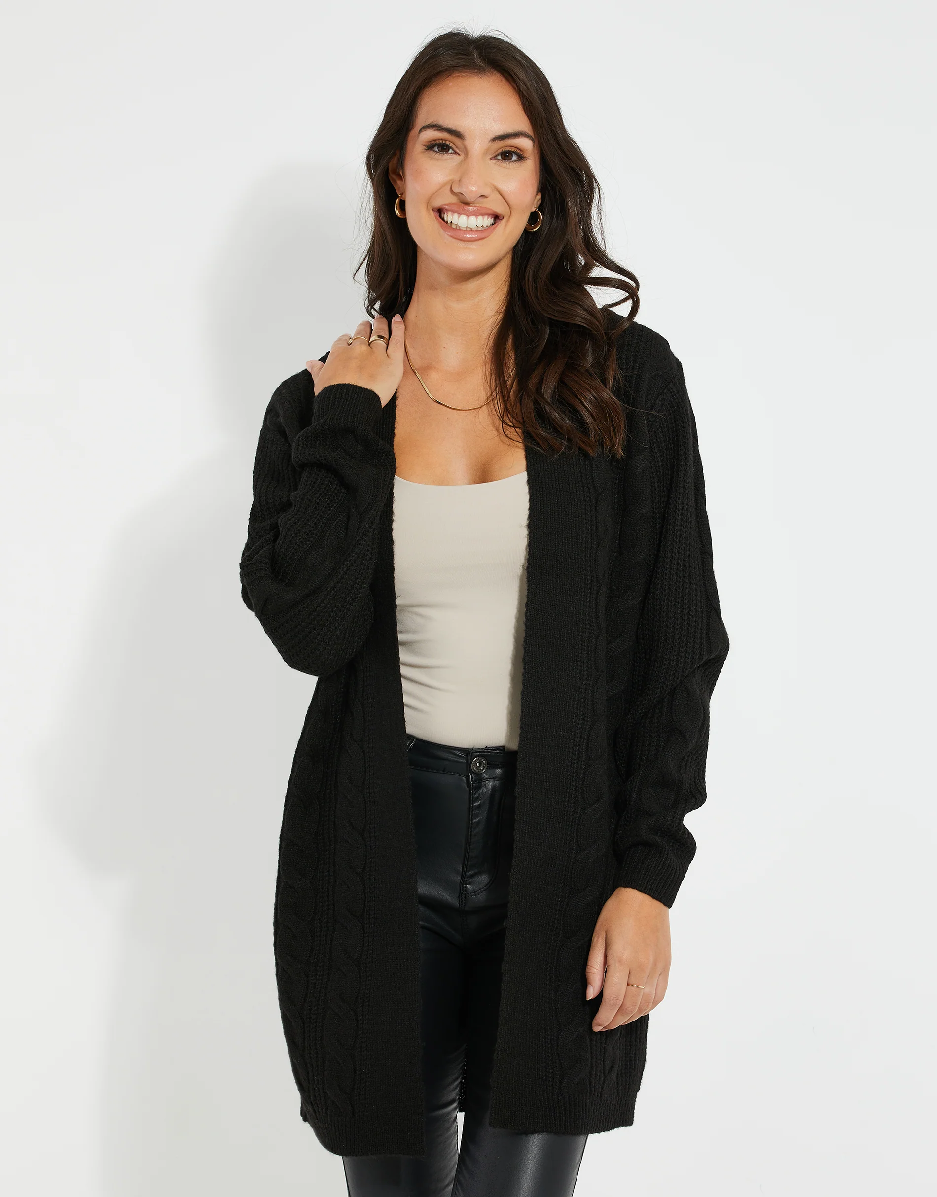 Cable Knit Cardigan in Black