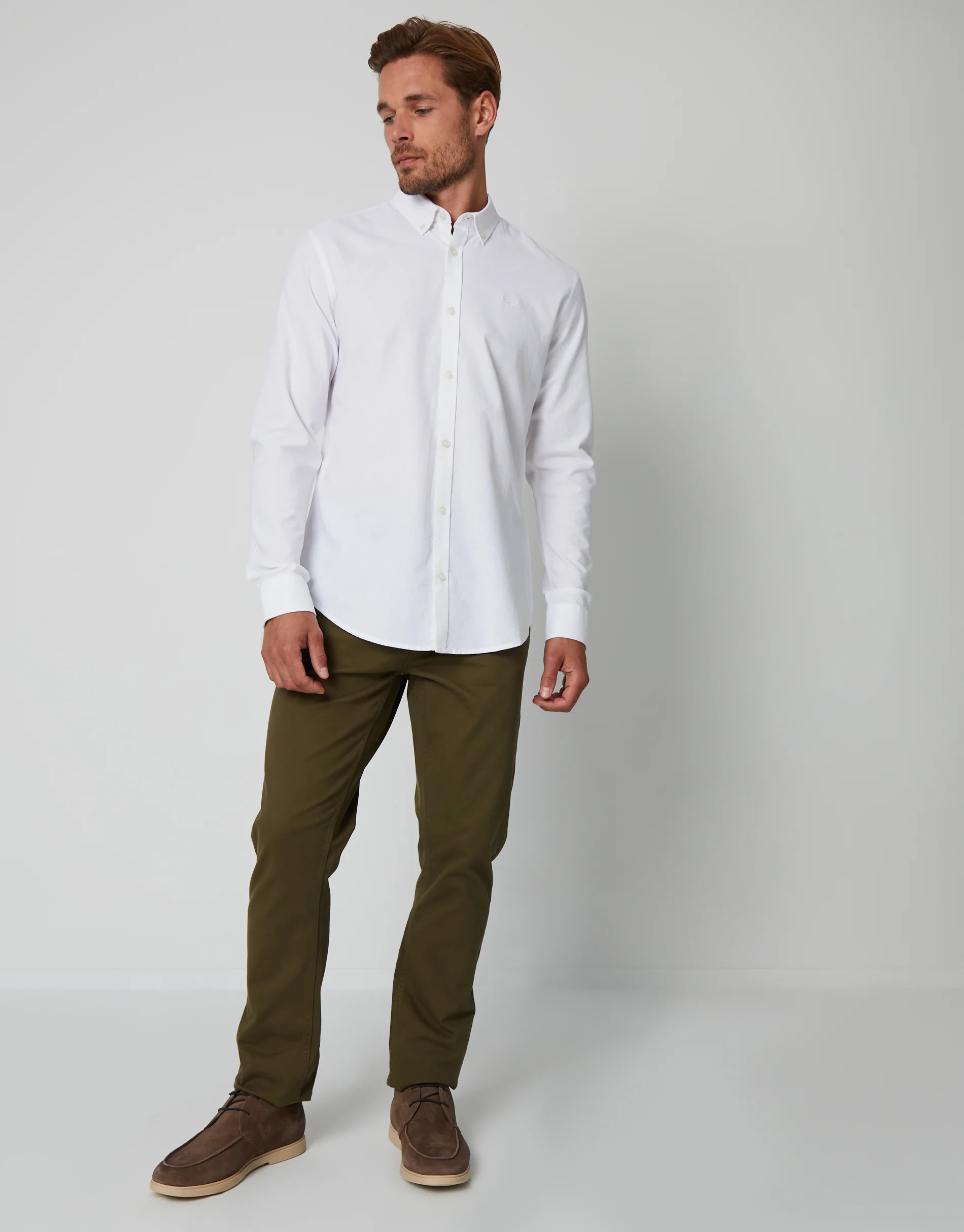 Cotton Long Sleeve Shirt in White - Image 3