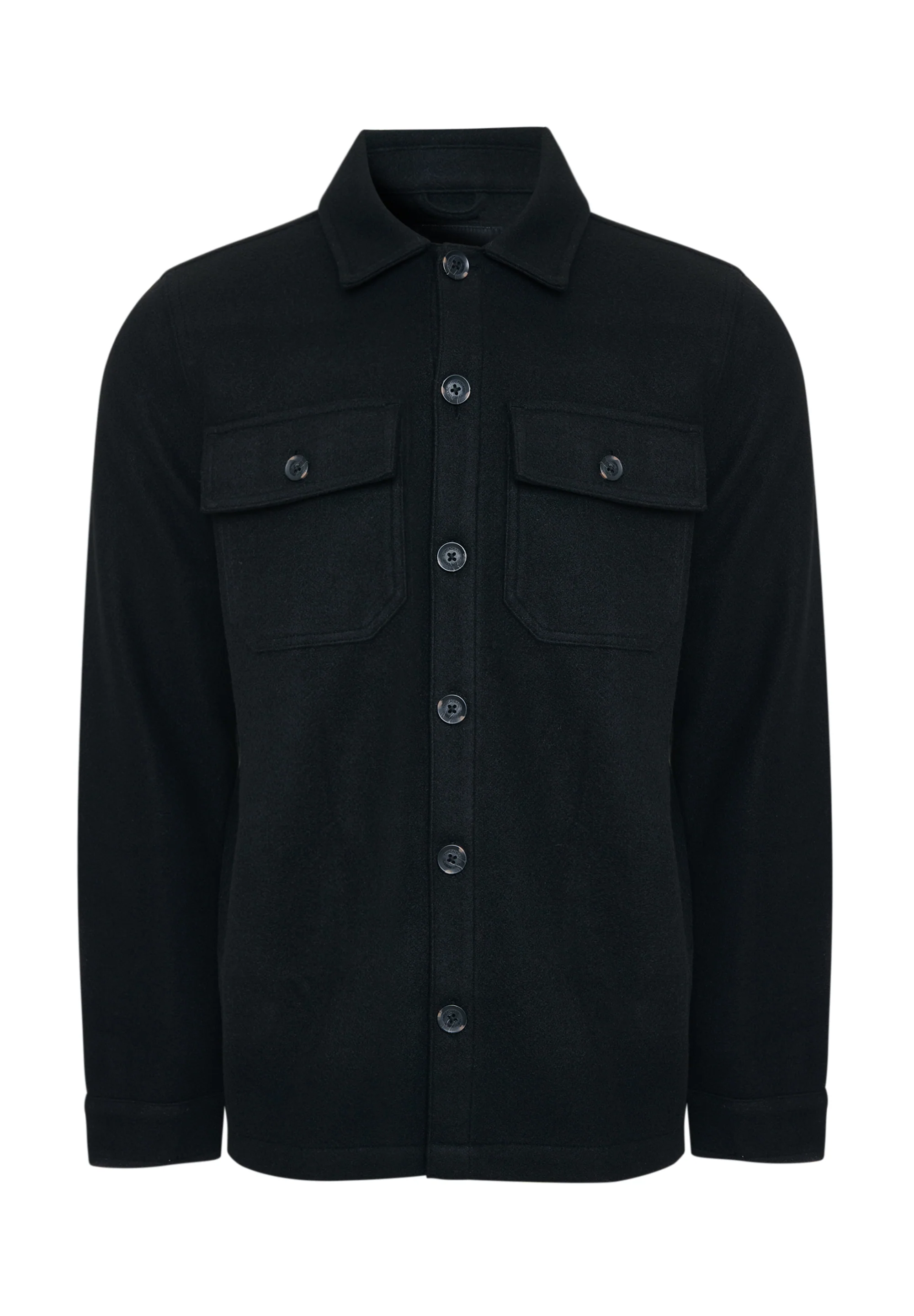 Brushed Button Up Shacket in Black - Image 5