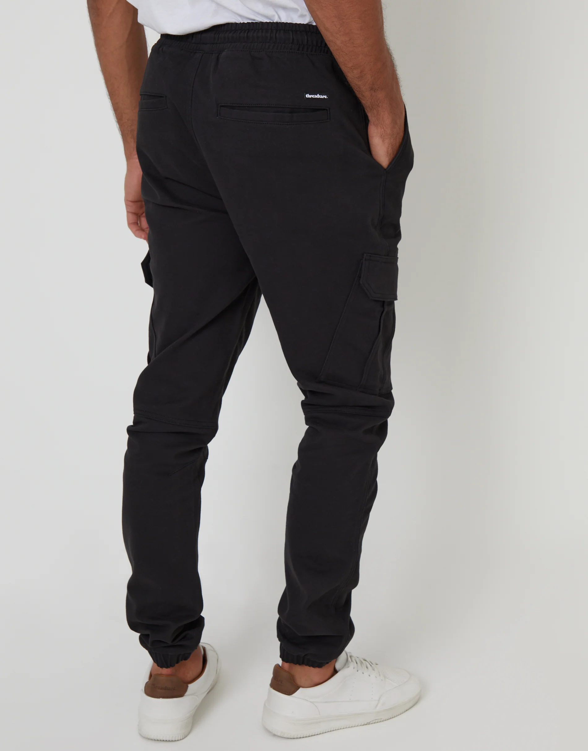 Slim Fit Cargo Pocket Jogger Style Trousers in Black - Image 3