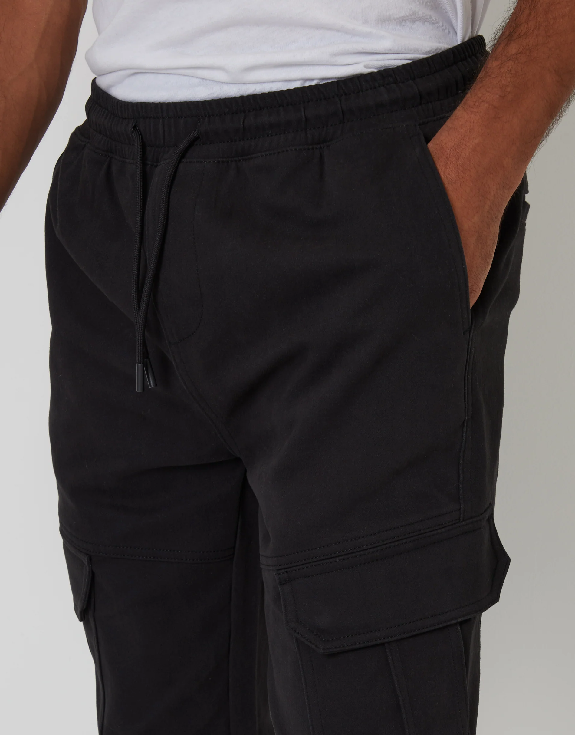 Slim Fit Cargo Pocket Jogger Style Trousers in Black - Image 4