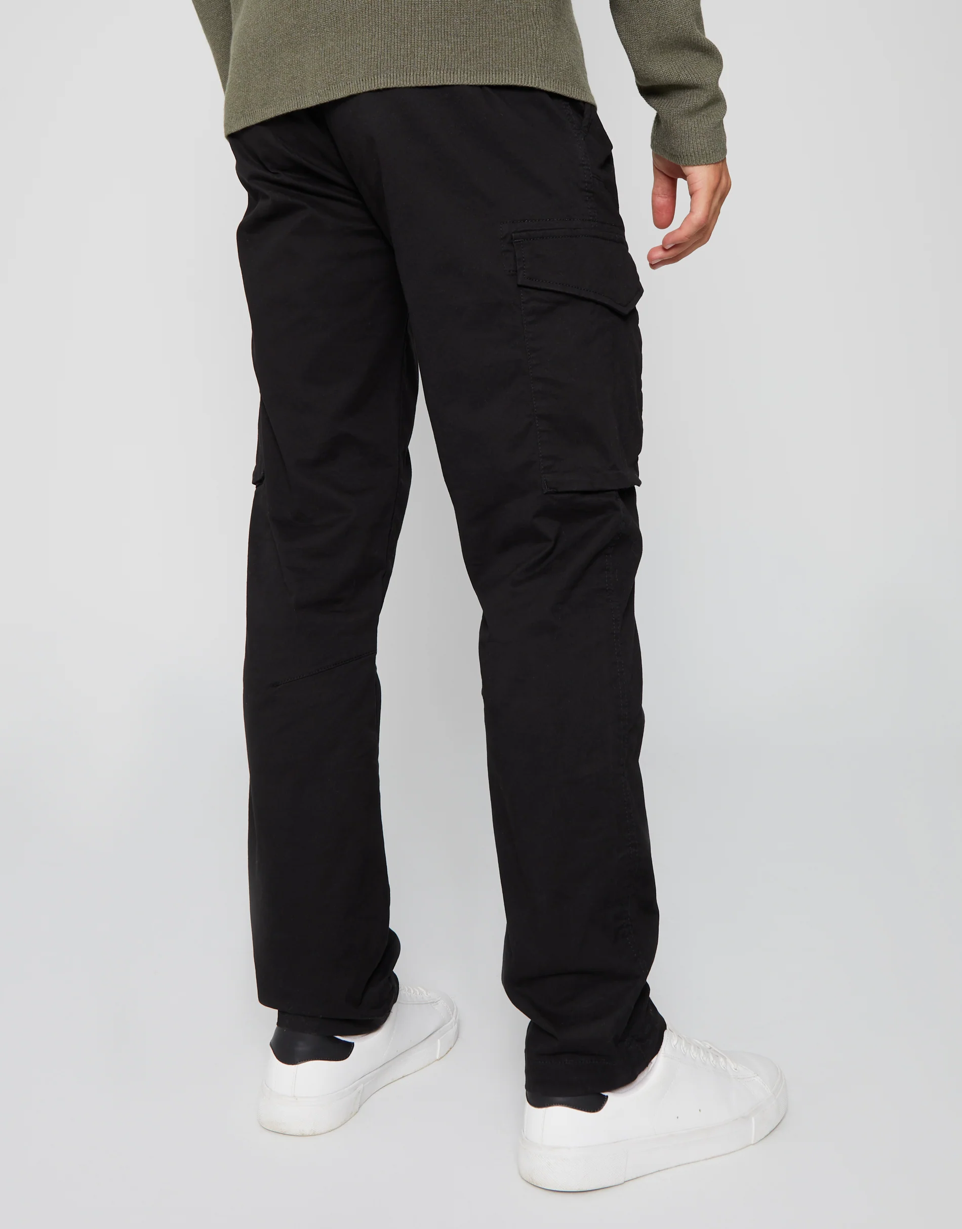 Slim Fit Cargo Style Trouser in Black - Image 3