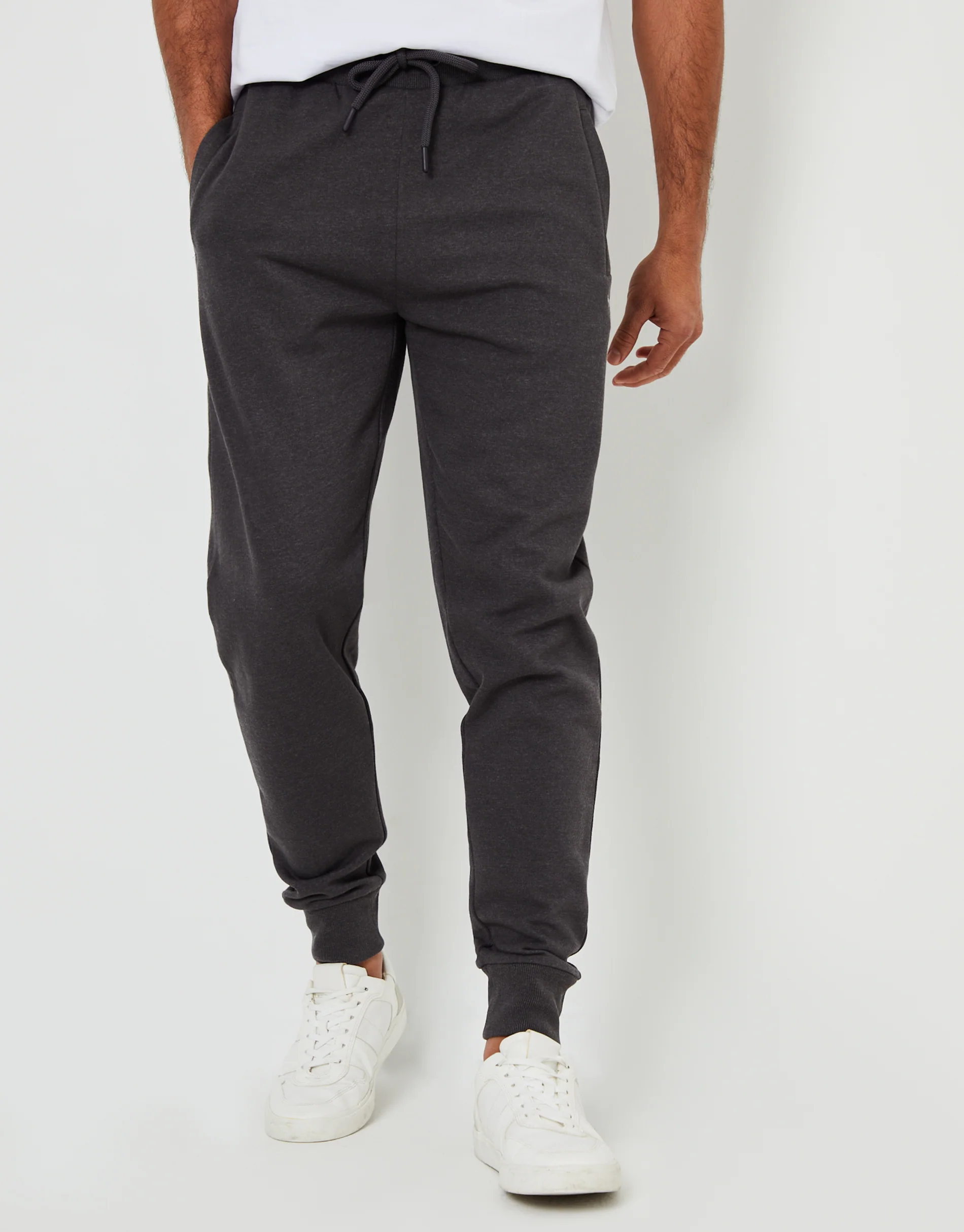 2 Pack Regular Fit Joggers in Black & Charcoal Marl - Image 6