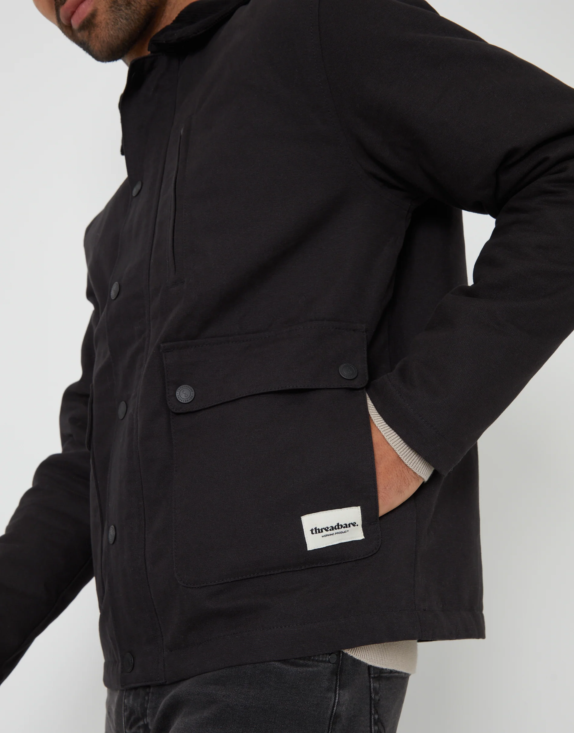 Collared Lightweight Jacket in Black - Image 4
