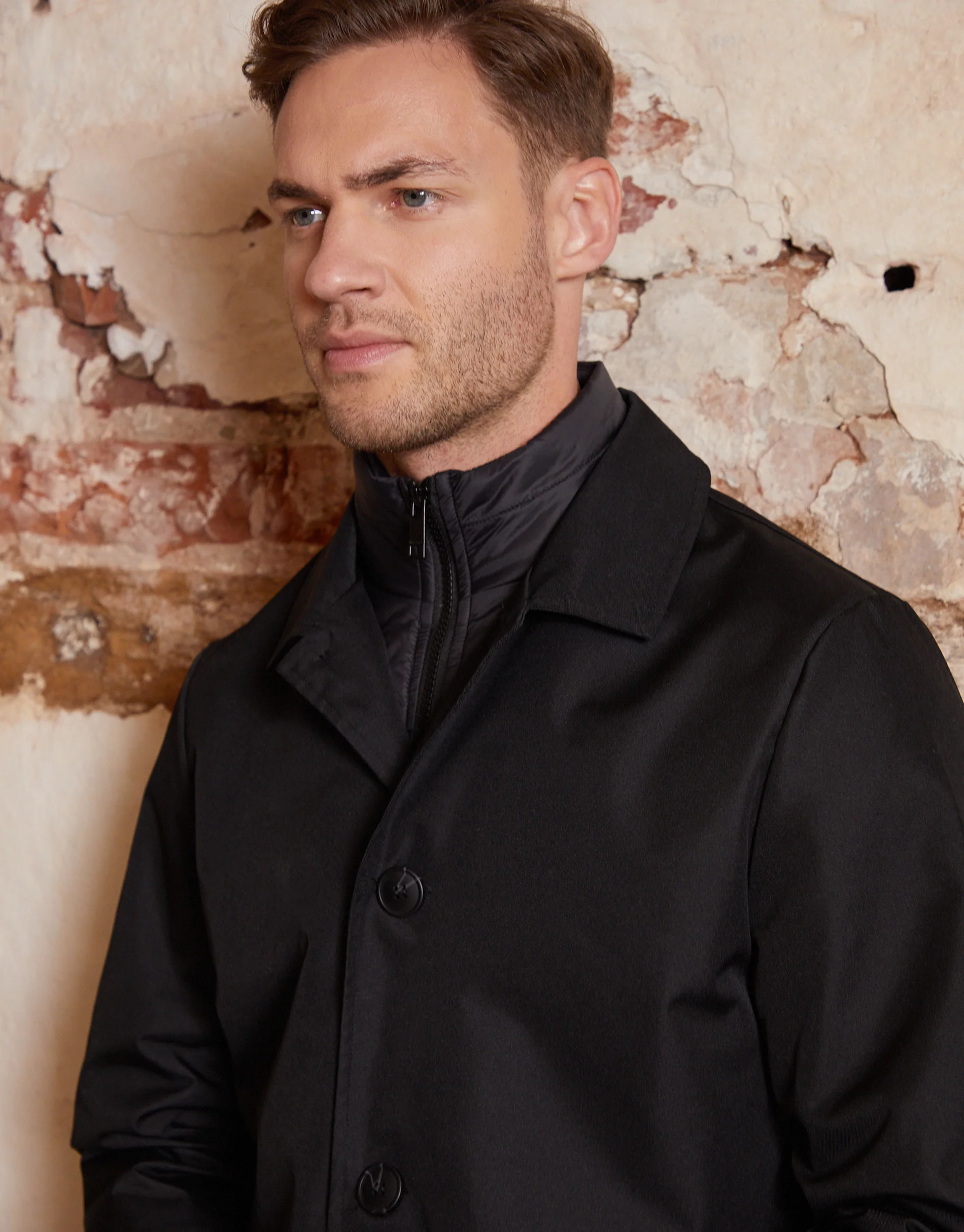 Collared Mock Layer Mac in Black - Image 3