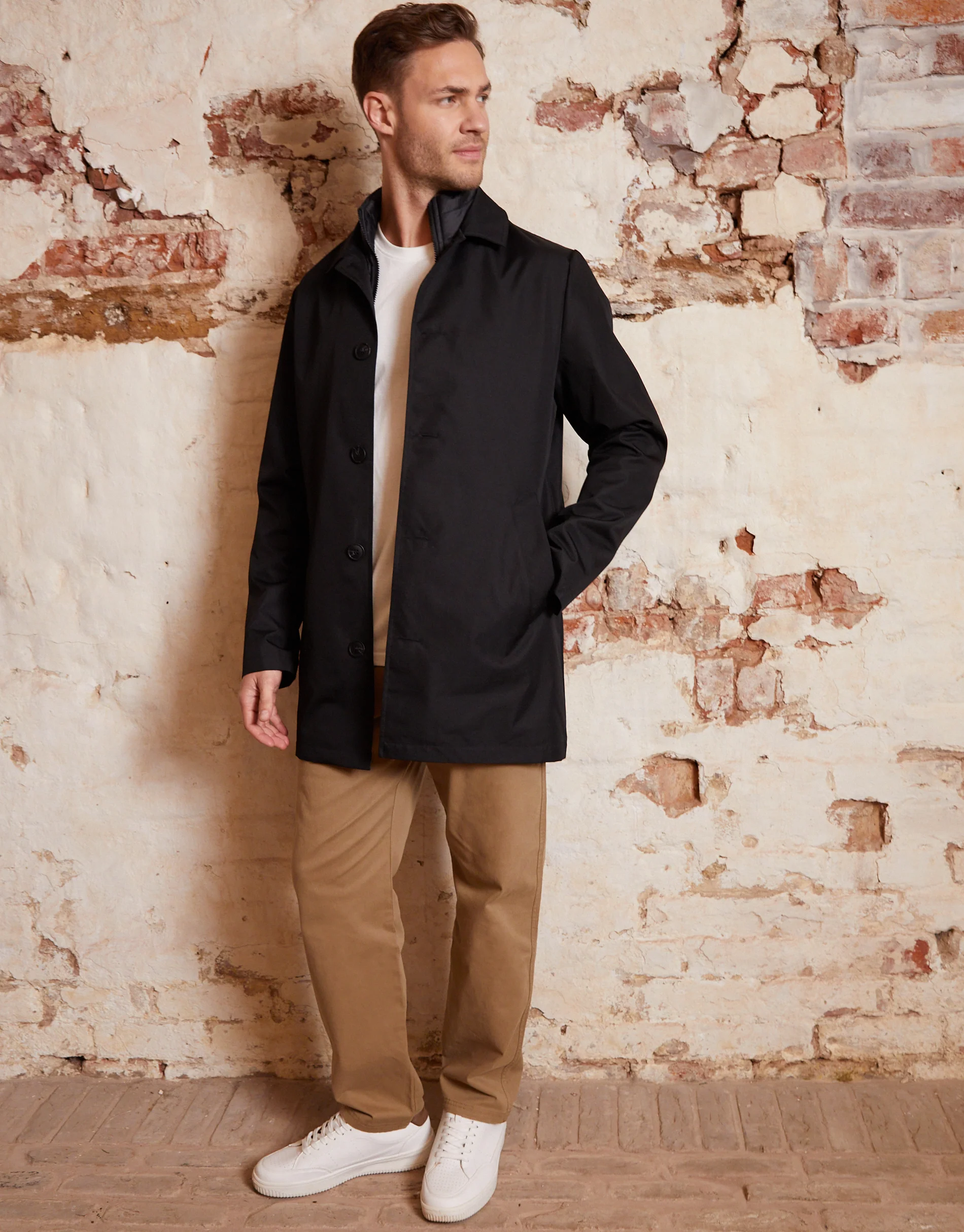 Collared Mock Layer Mac in Black - Image 4