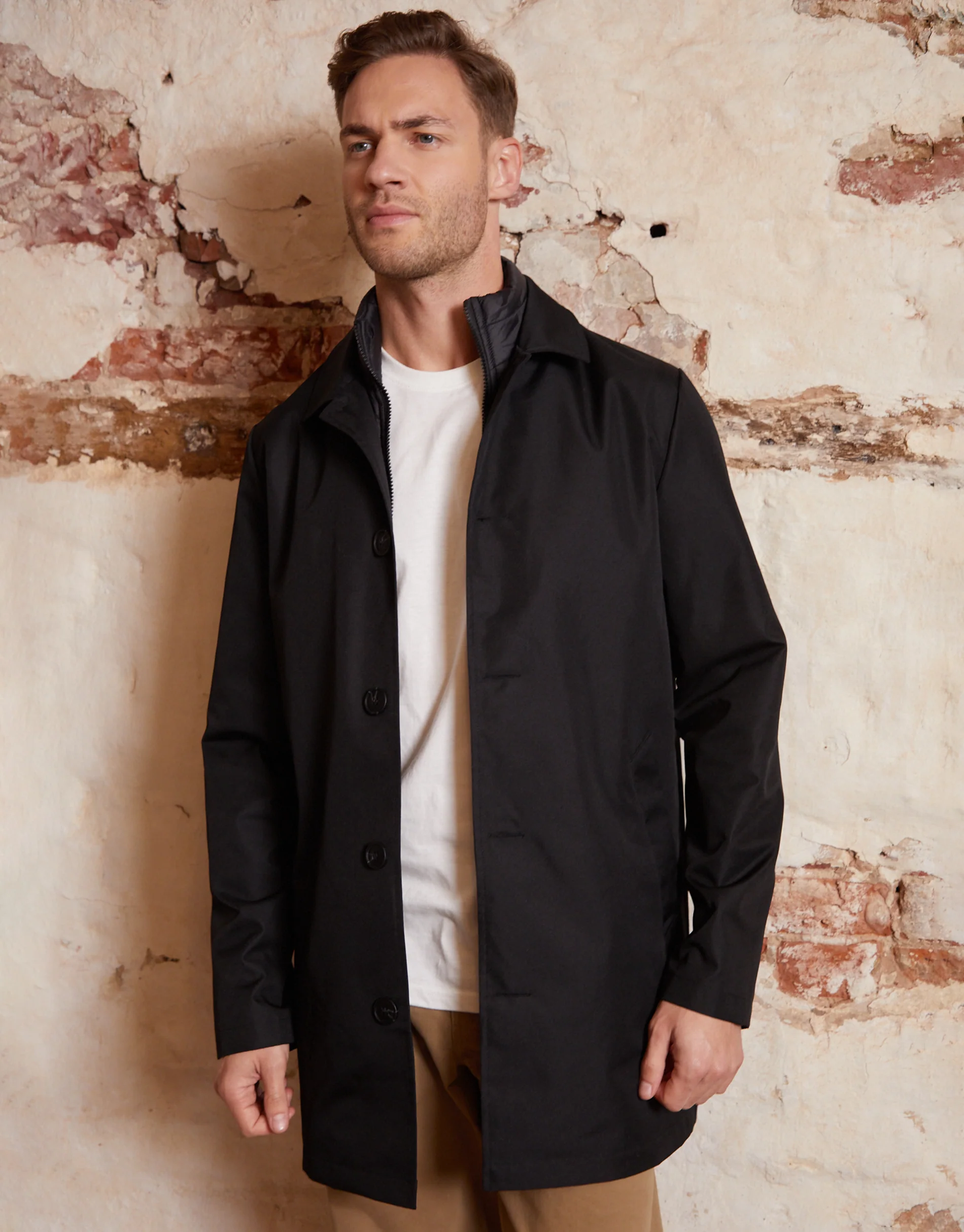 Collared Mock Layer Mac in Black - Image 5