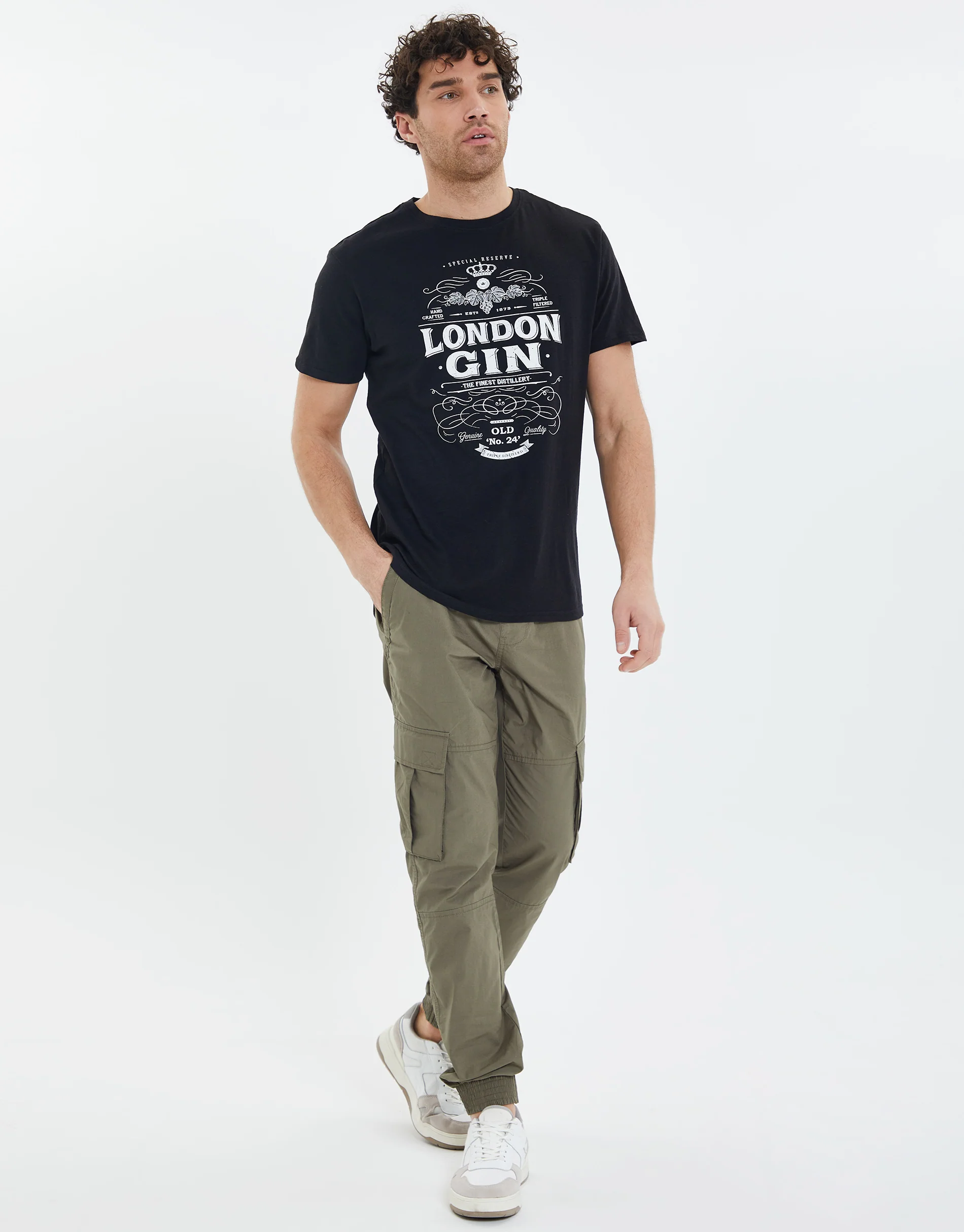 Cotton Slub Graphic Short Sleeve T-Shirt in Black - Image 3