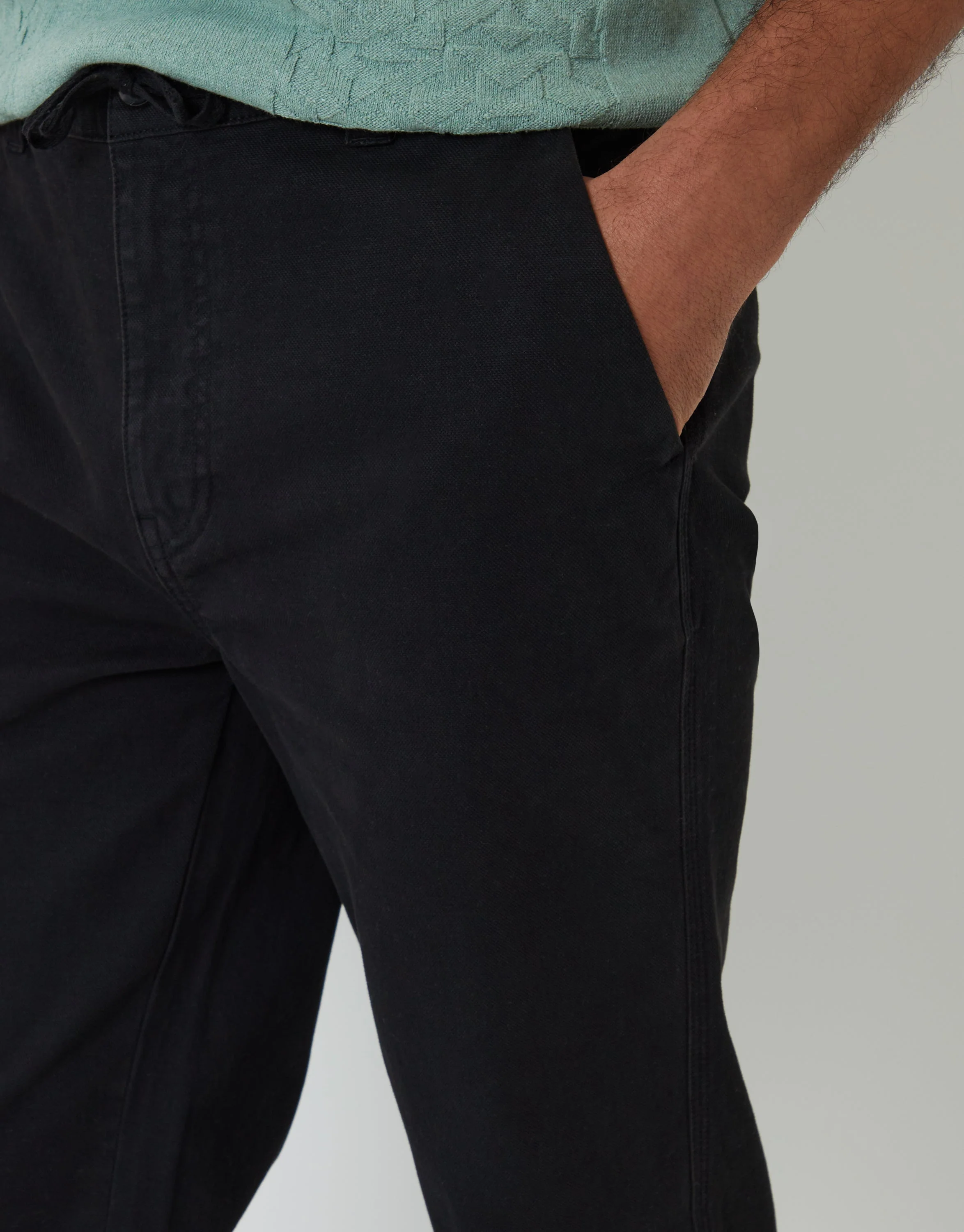 Elasticated Waist Chino Trousers in Black - Image 4
