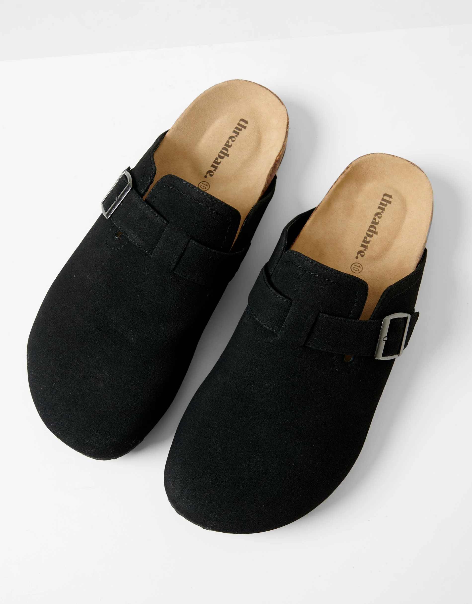 Faux Suede Mule Sandals in Black - Image 2