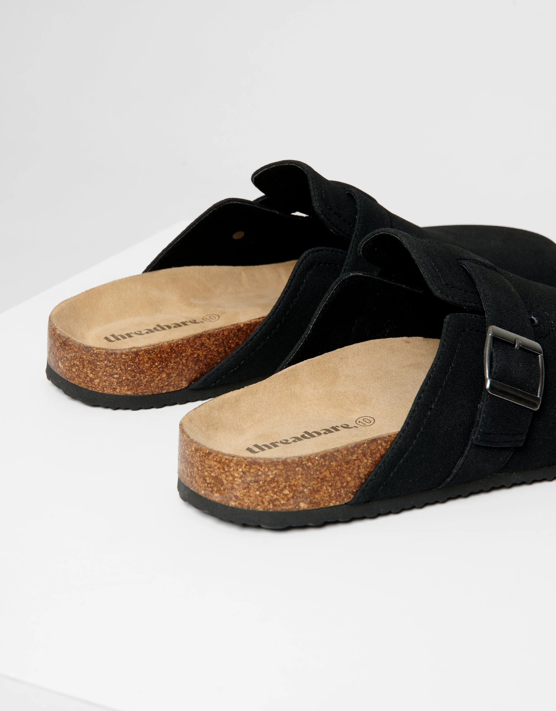 Faux Suede Mule Sandals in Black - Image 4
