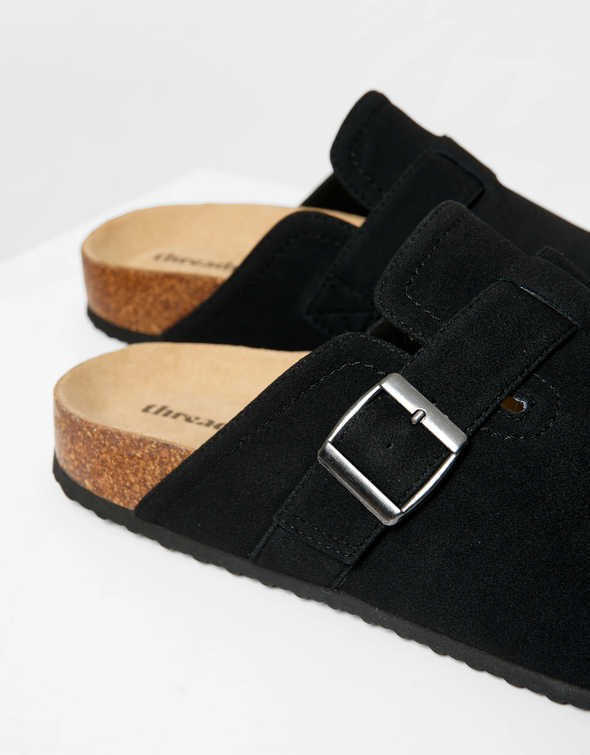 Faux Suede Mule Sandals in Black - Image 7