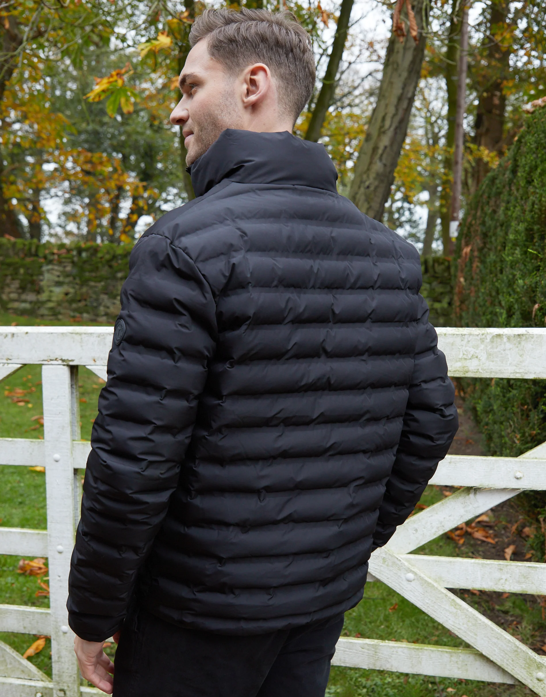 Funnel Neck Puffer Jacket in Black - Image 2