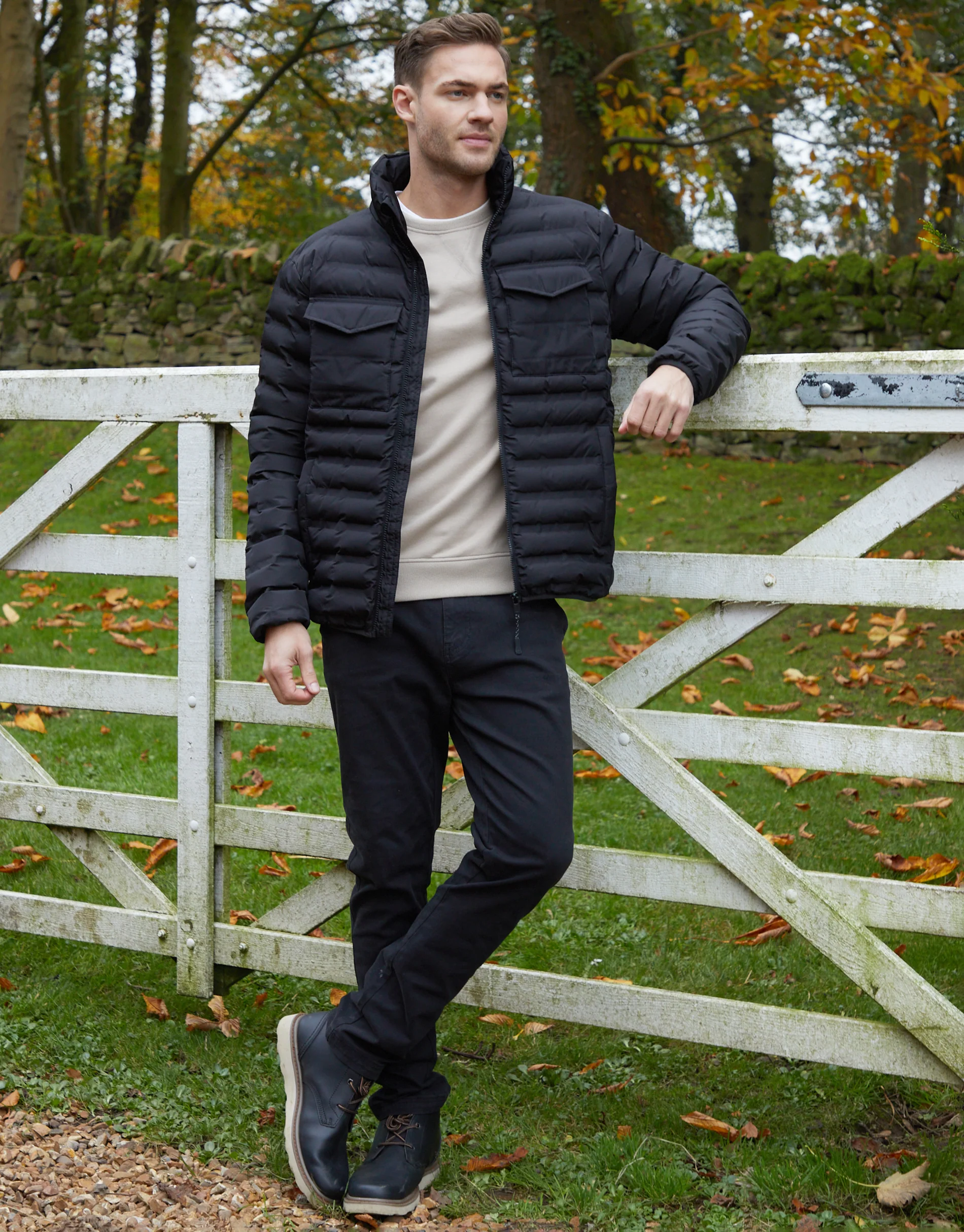 Funnel Neck Puffer Jacket in Black - Image 3