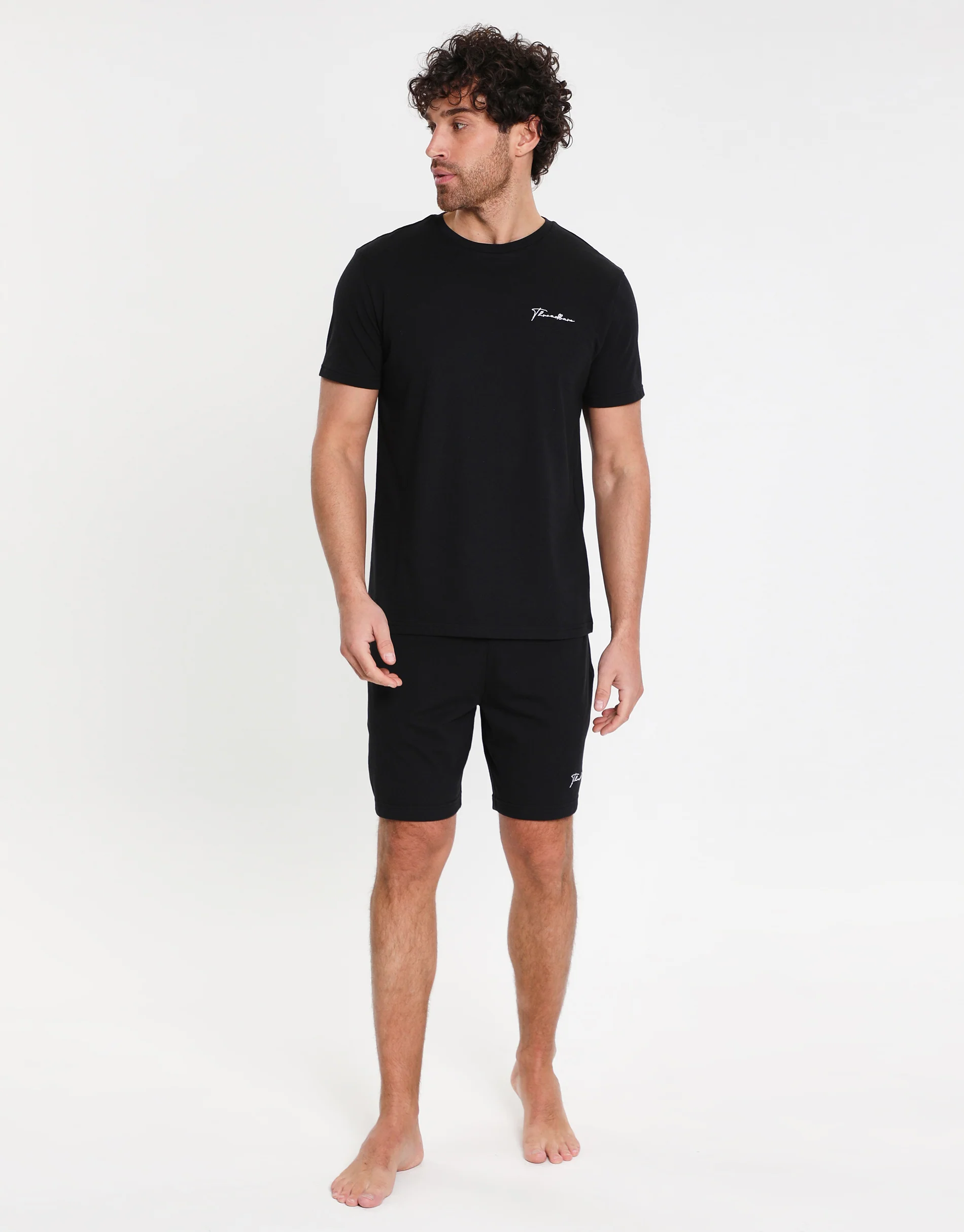 Script Logo Short Lounge Set in Black - Image 3