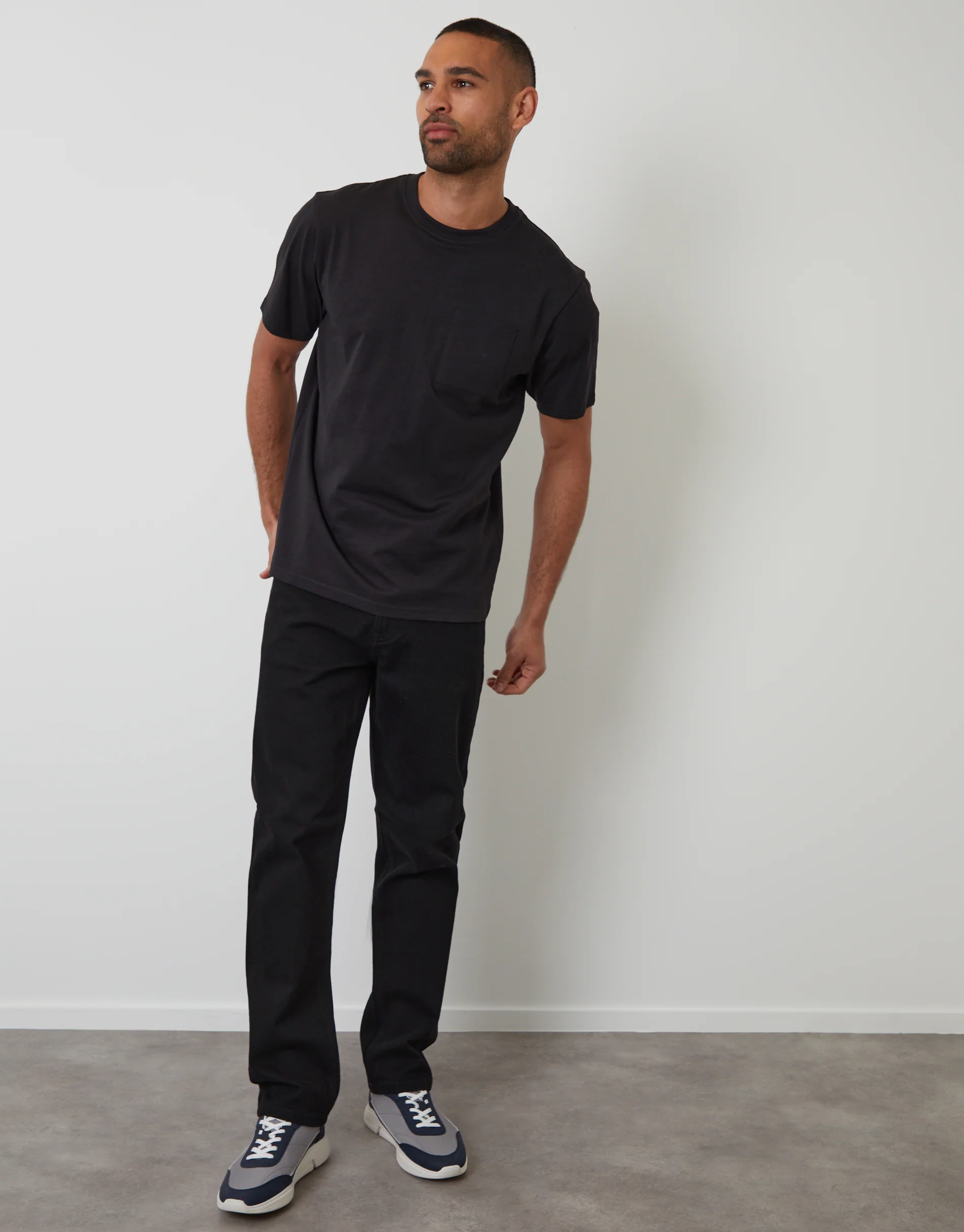 Jersey Slub Short Sleeve T-Shirt in Black - Image 3