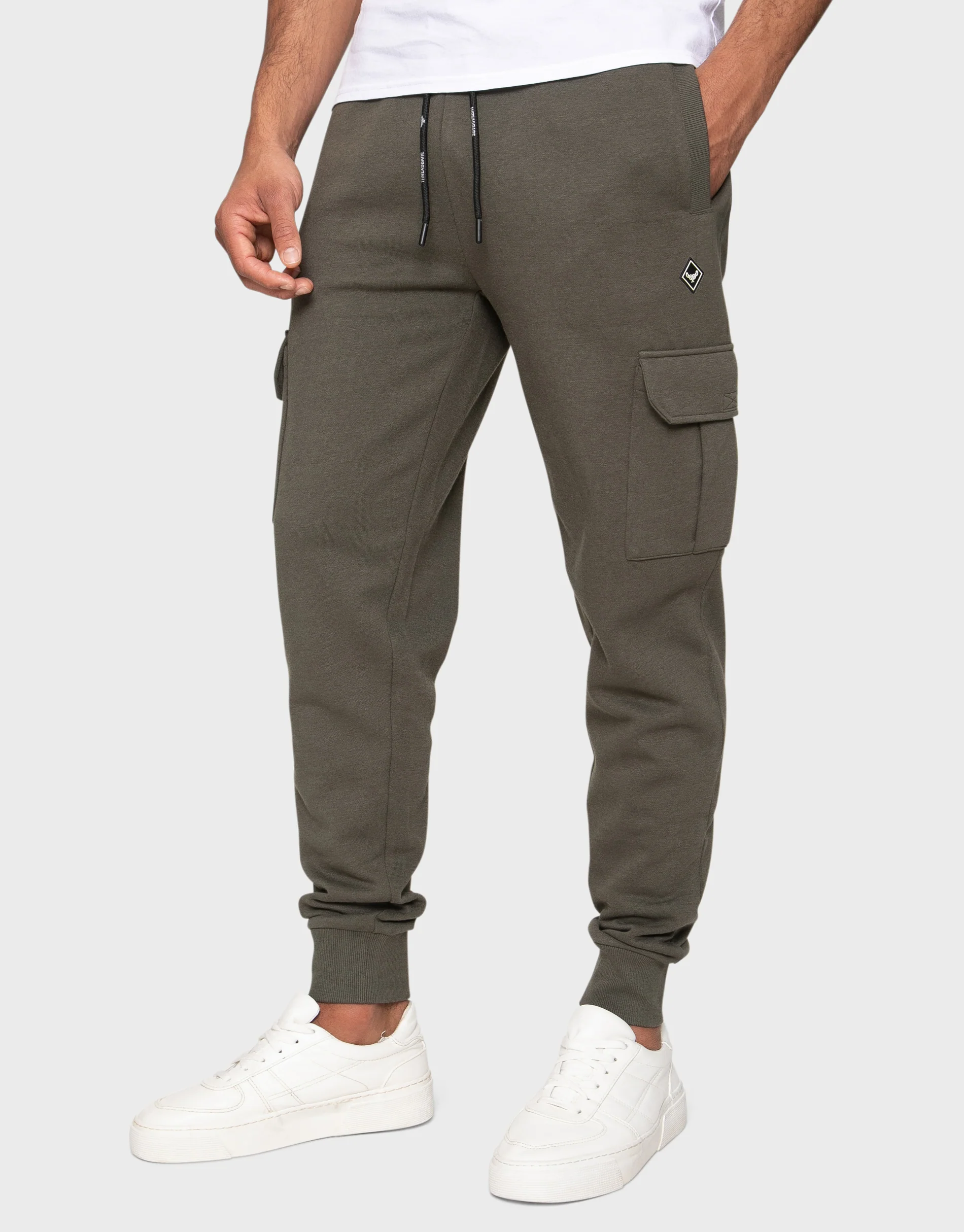 2 Pack Cargo Style Joggers in Black & Khaki - Image 3