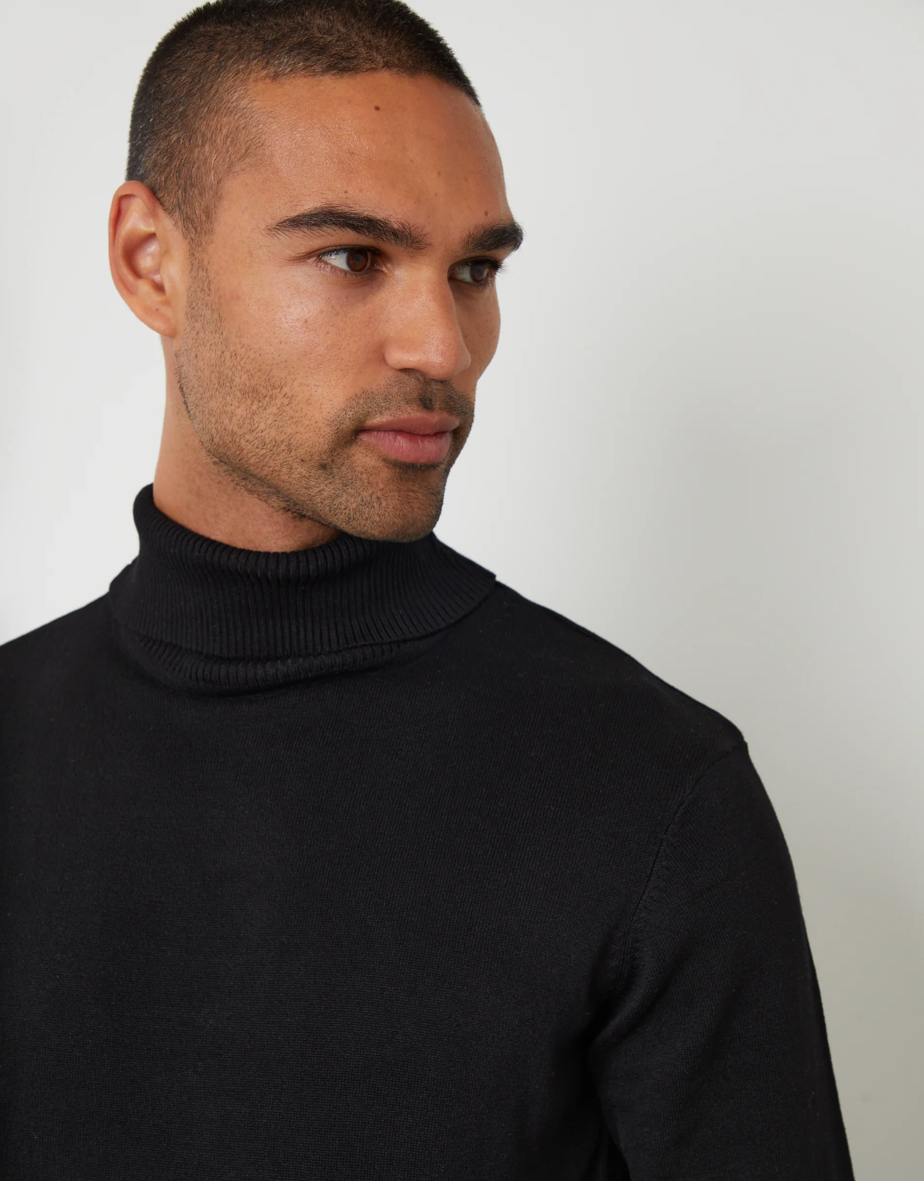 Knitted Roll Neck Jumper in Black - Image 4