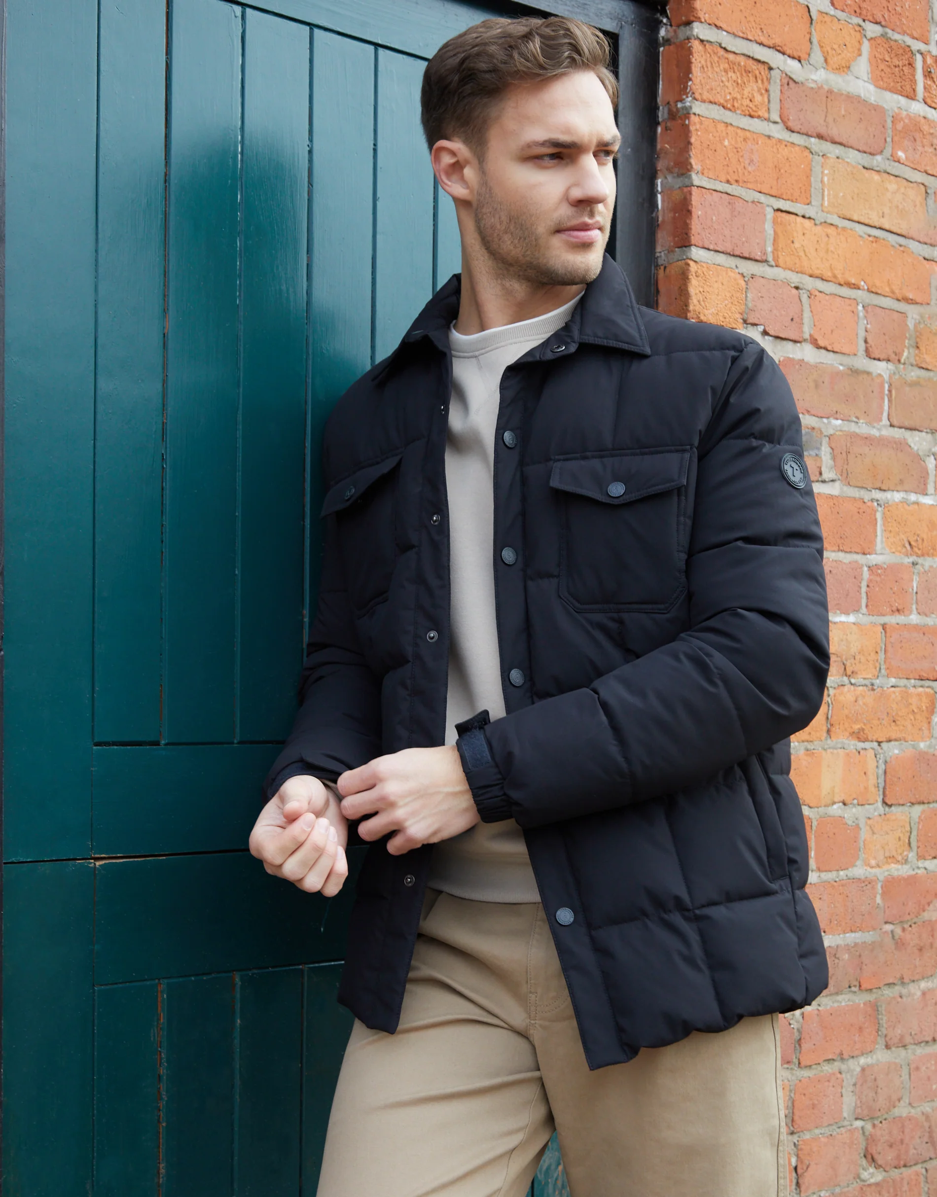 Lightweight Collared Quilted Jacket in Black