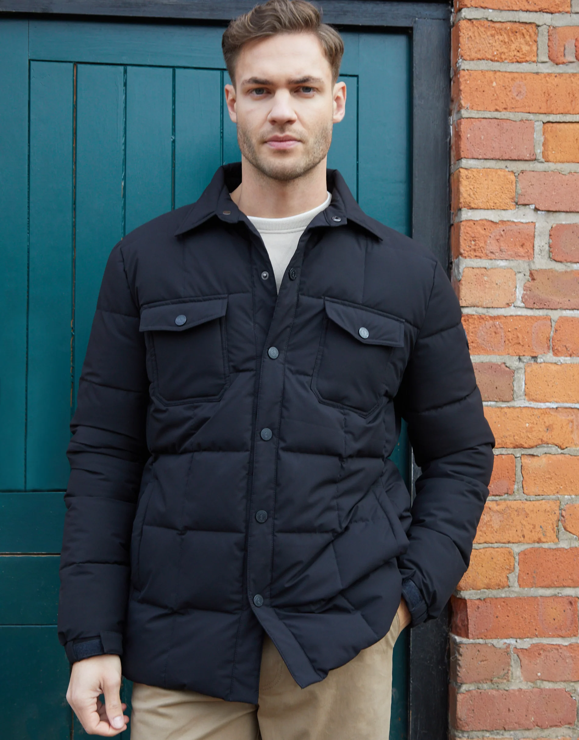 Lightweight Collared Quilted Jacket in Black - Image 5