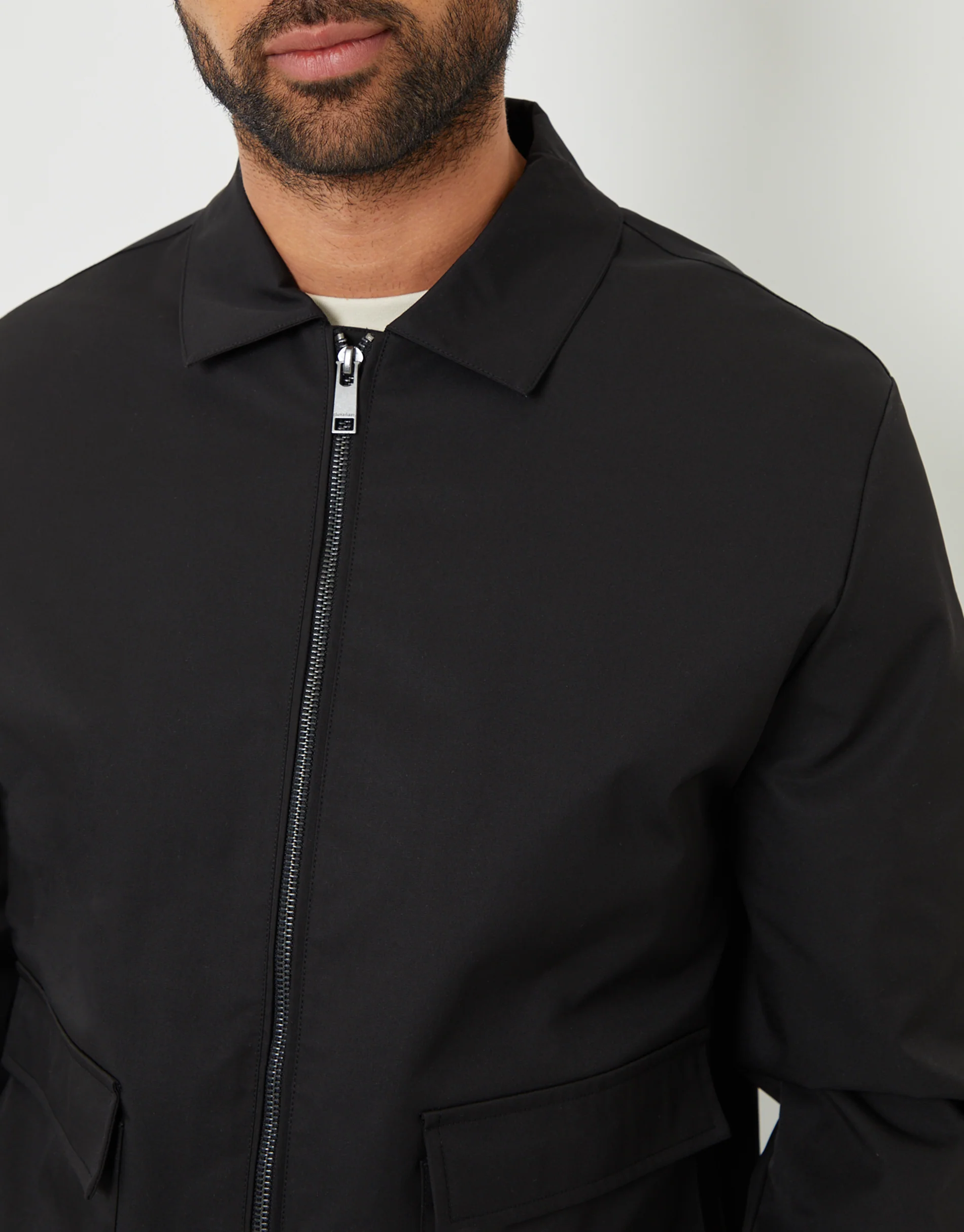 Patch Pocket Collared Zip-Through Jacket in Black - Image 4