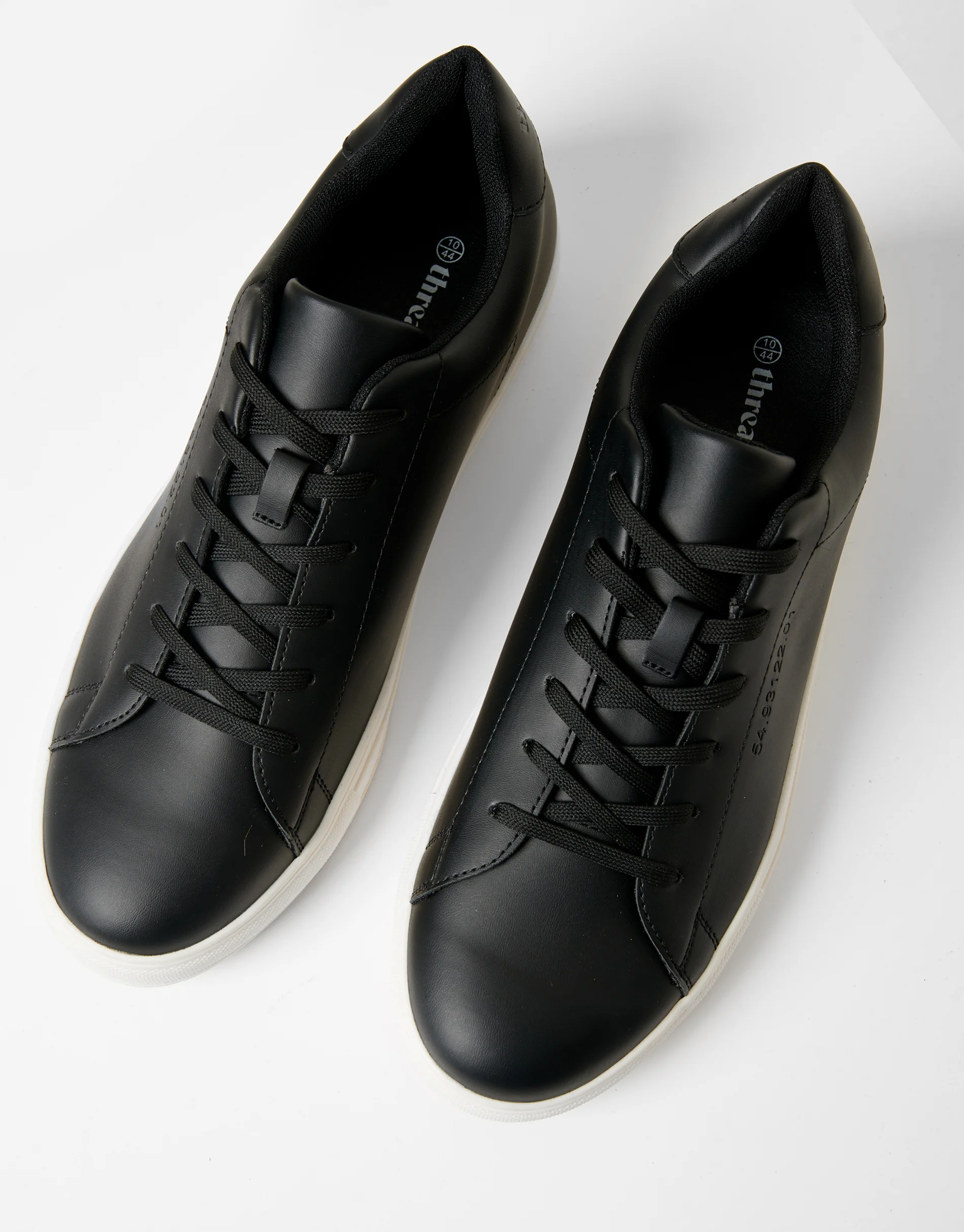 PU Court Trainers in Black - Image 2