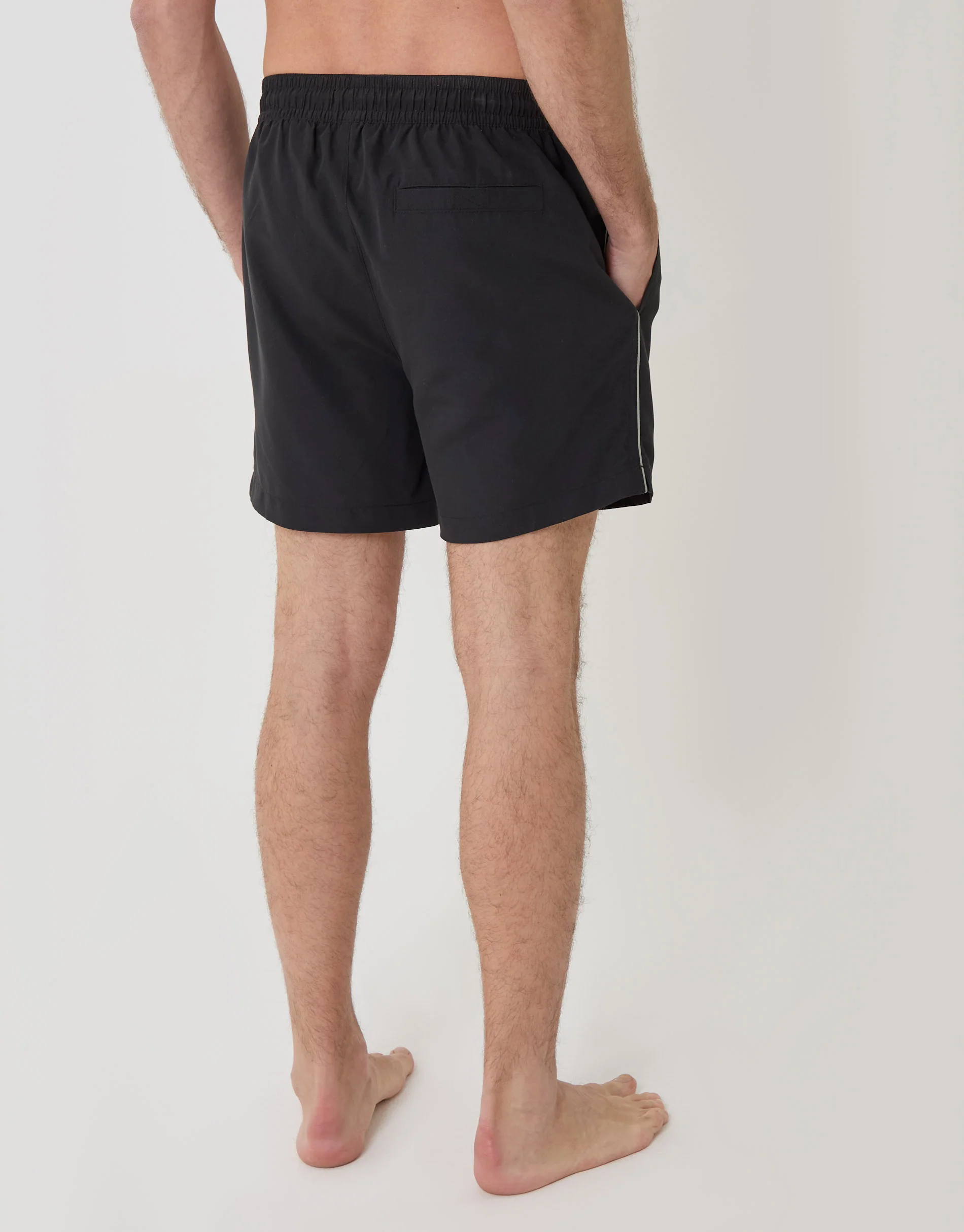 Contrast Piping Quick Dry Swim Shorts in Black - Image 3