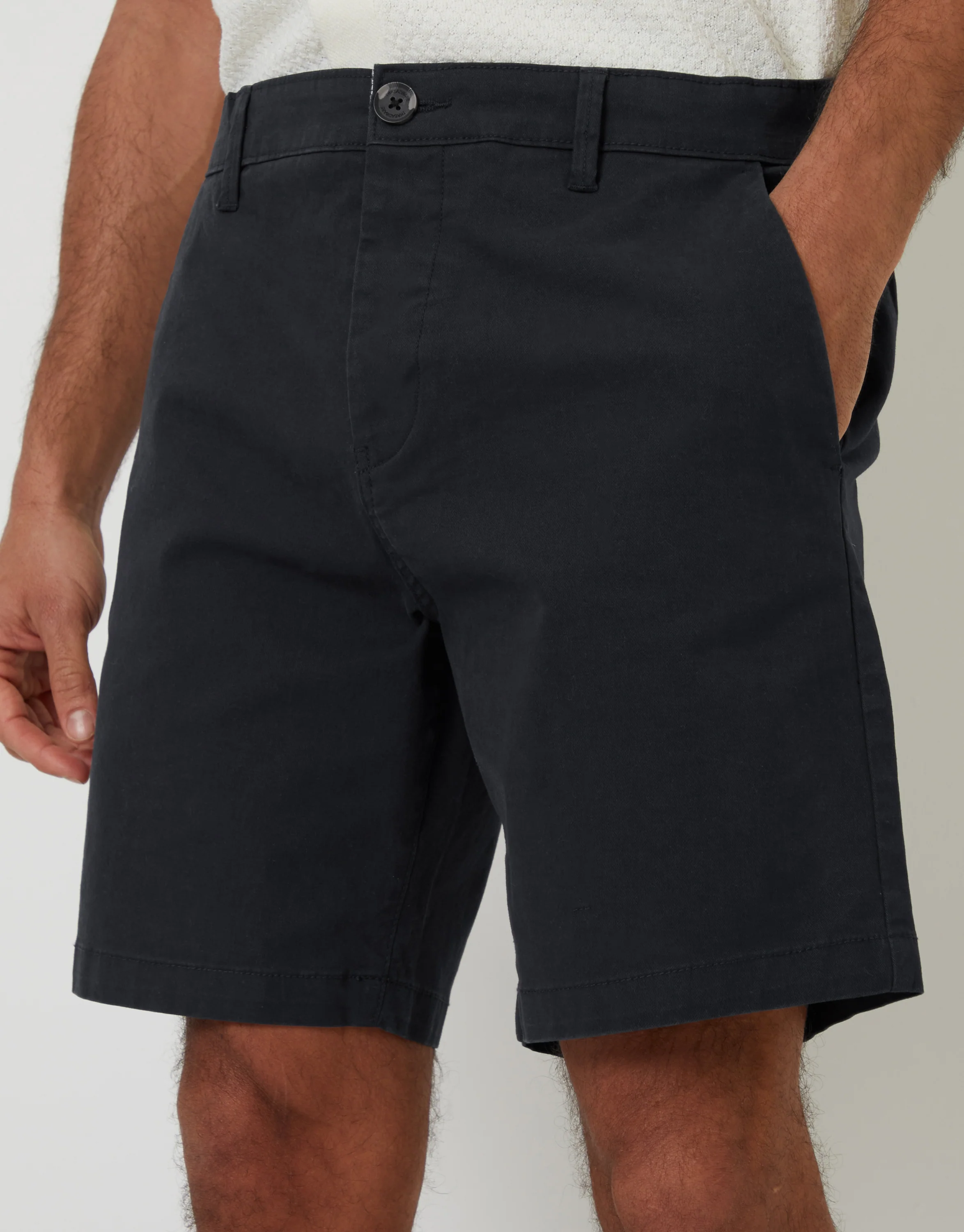 Regular Fit Stretch Chino Shorts in Black - Image 4