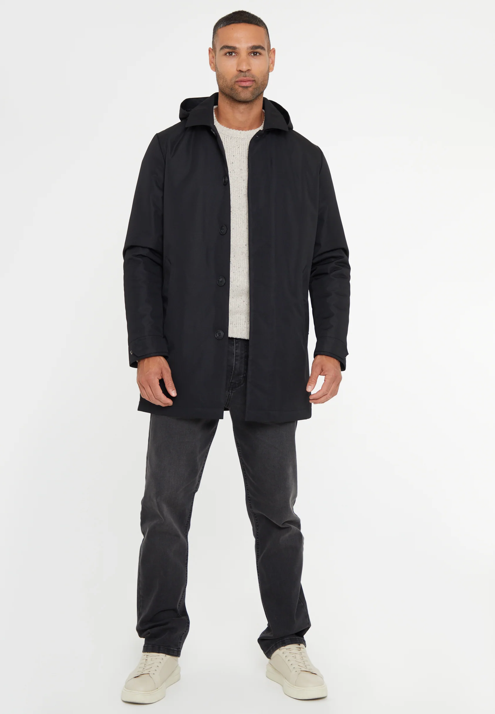 Showerproof 2-in-1 Mac with Concealed Hood in Black - Image 3