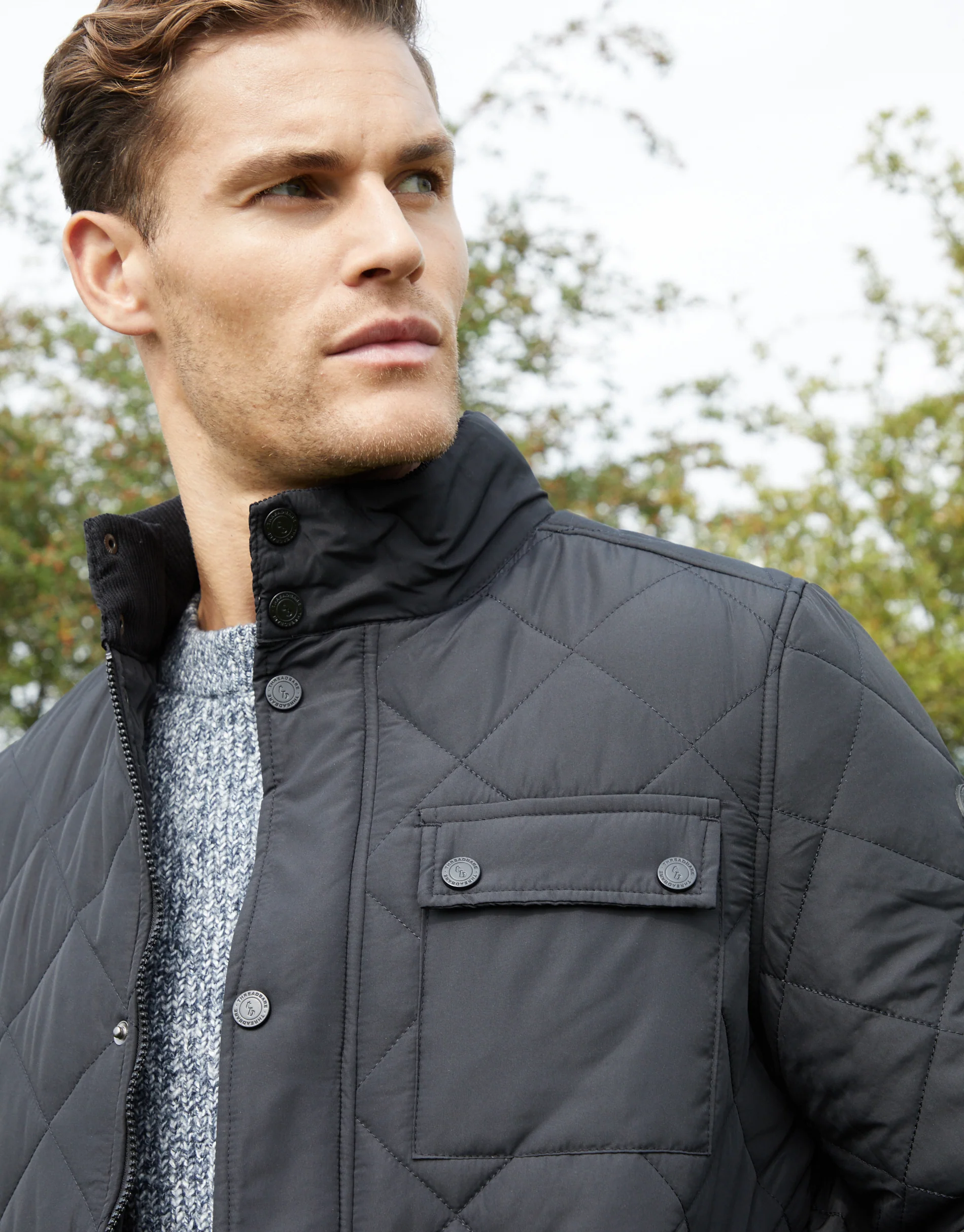 Showerproof Diamond Quilted Jacket in Black - Image 8