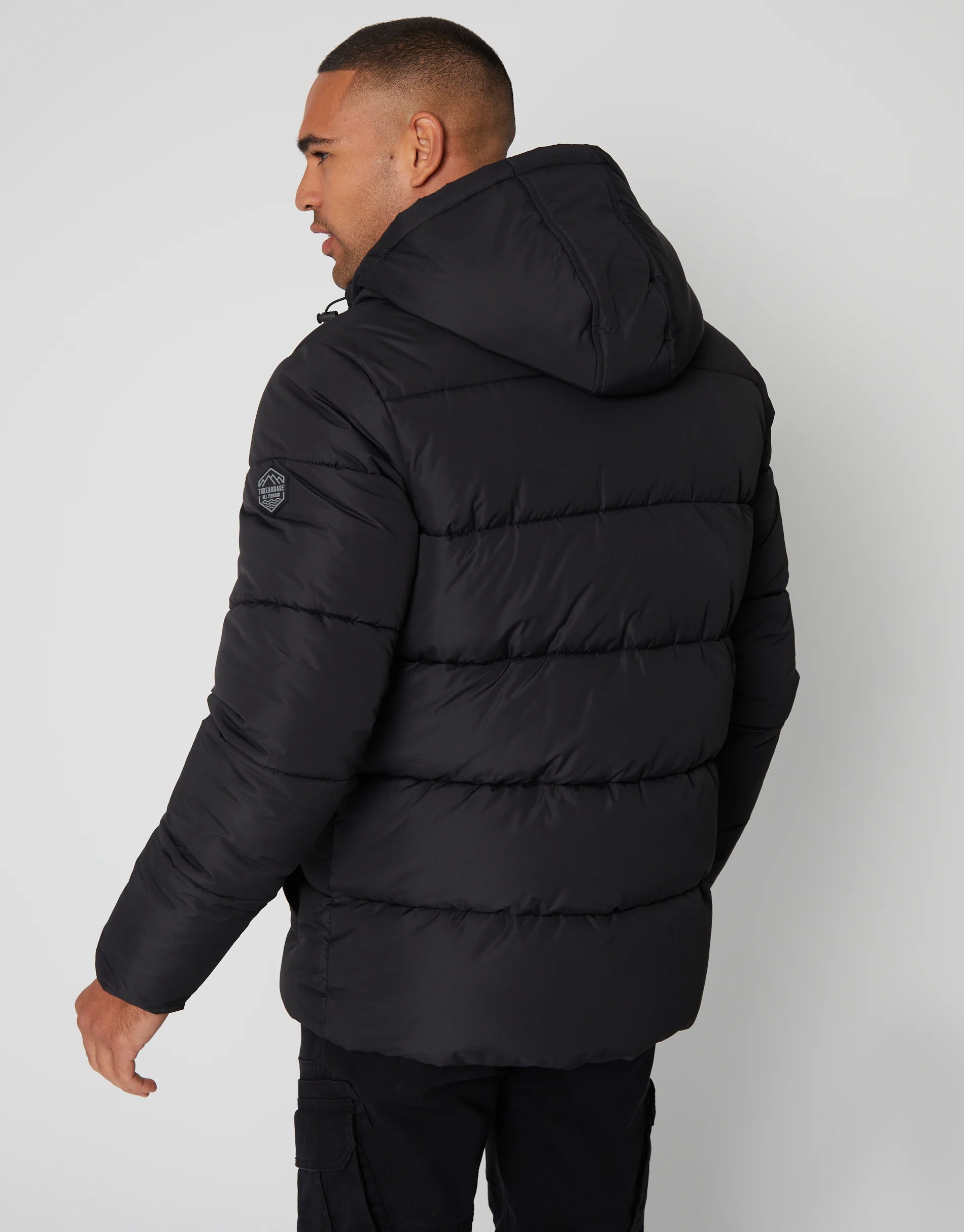 Showerproof Double Layer Puffer Jacket in Black - Image 2