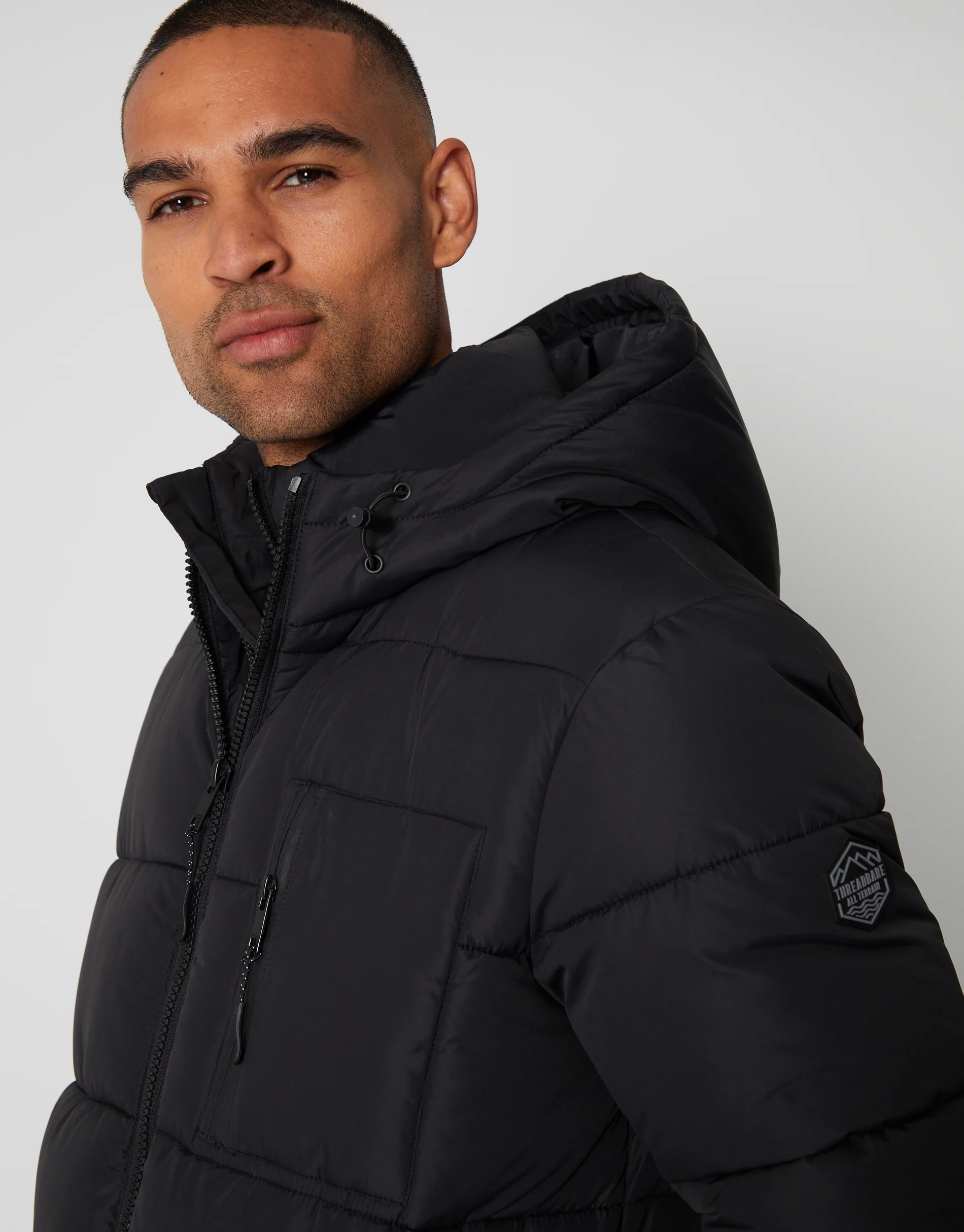 Showerproof Double Layer Puffer Jacket in Black - Image 4