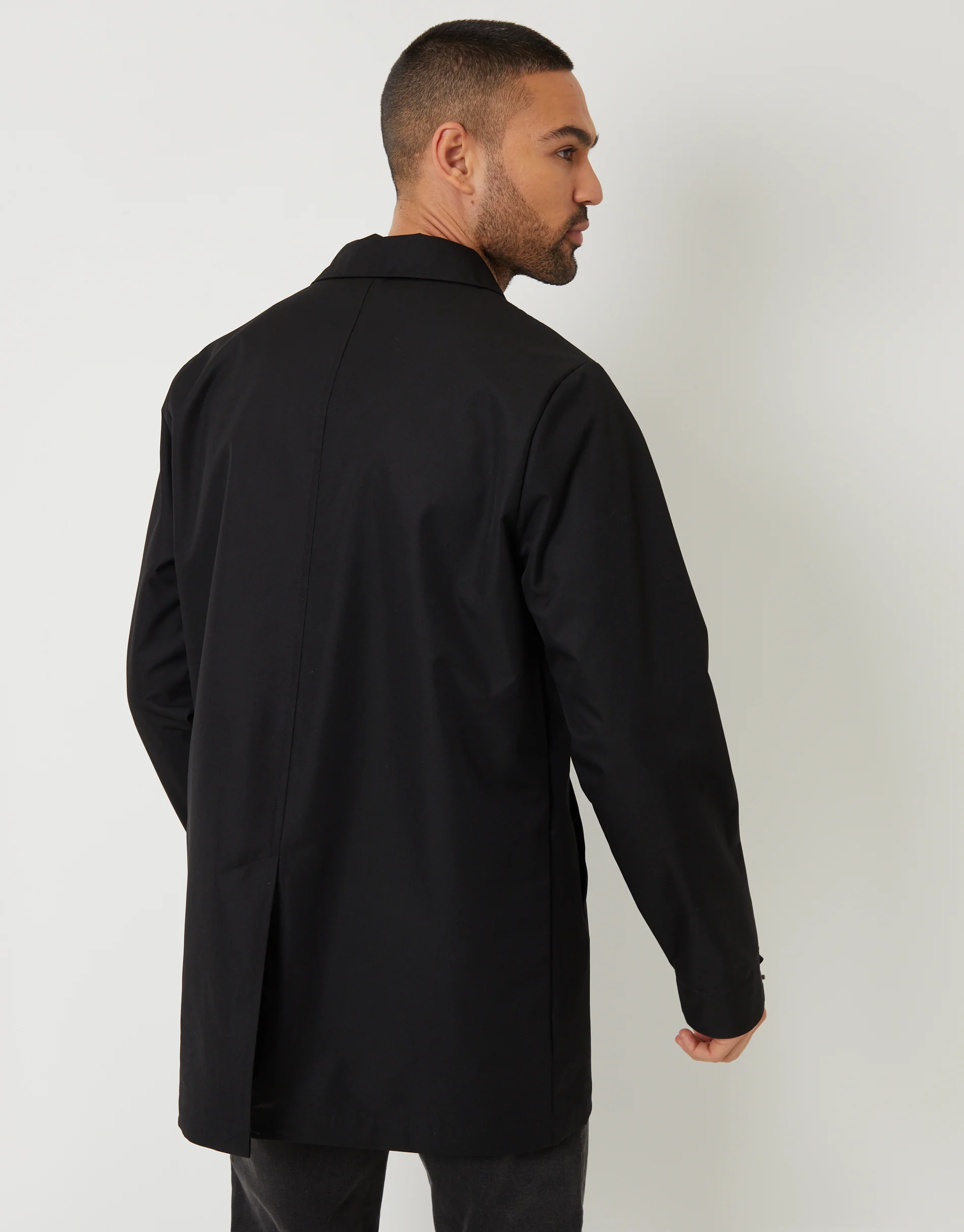 Showerproof Longline Mac in Black - Image 2
