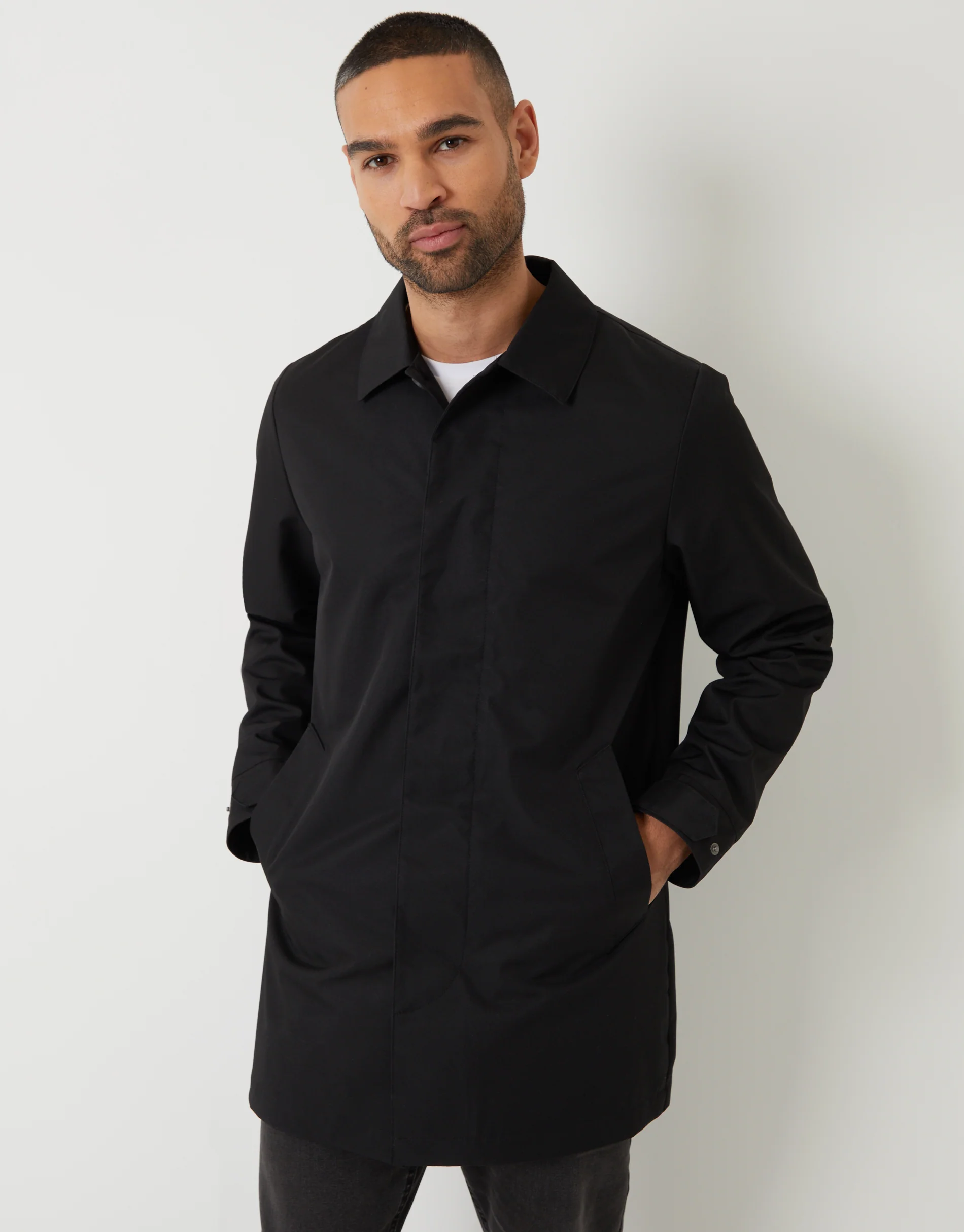 Showerproof Longline Mac in Black - Image 5