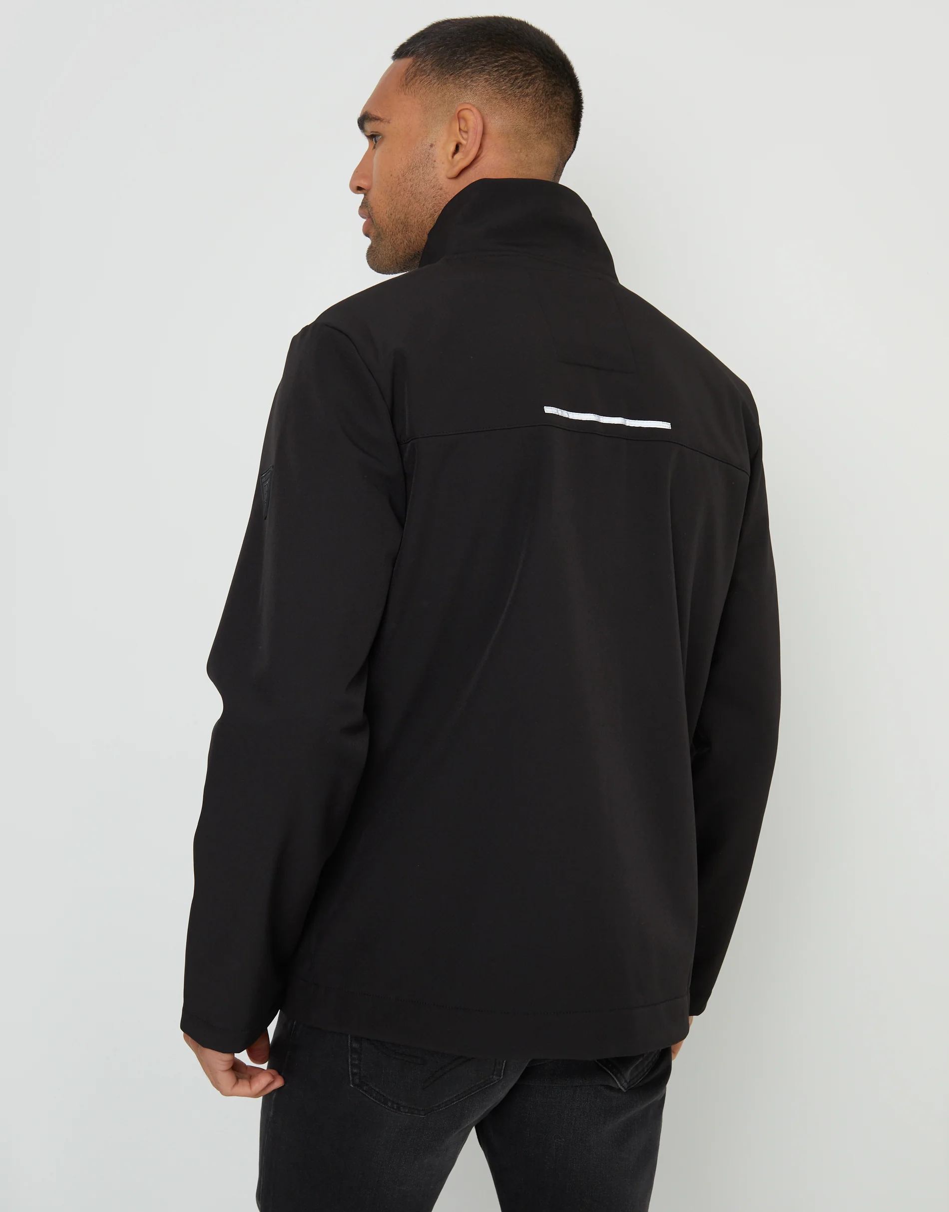 Stretch Funnel Neck Lightweight Jacket in Black - Image 2