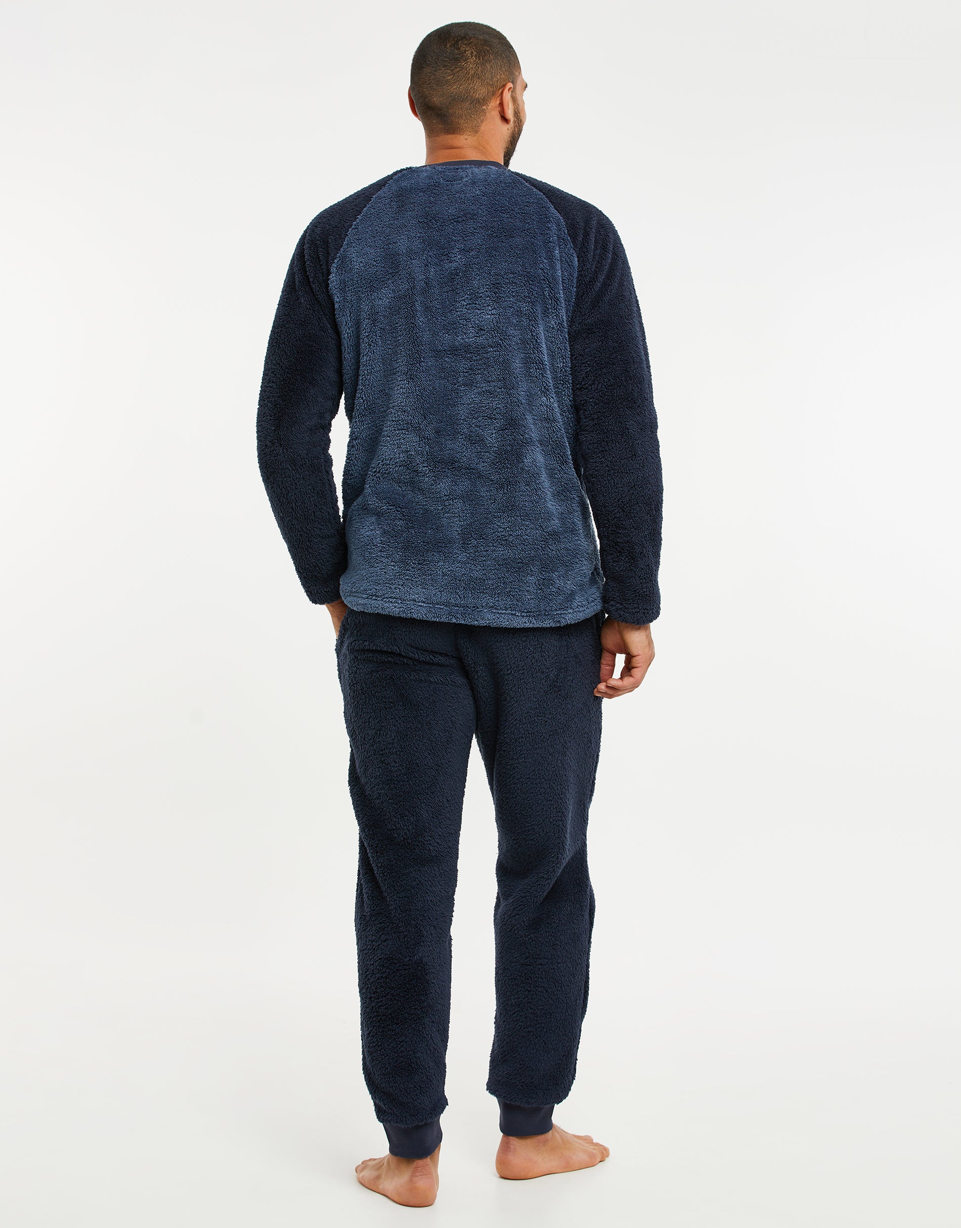 Borg Raglan Sweatshirt Lounge Set in Blue - Image 2
