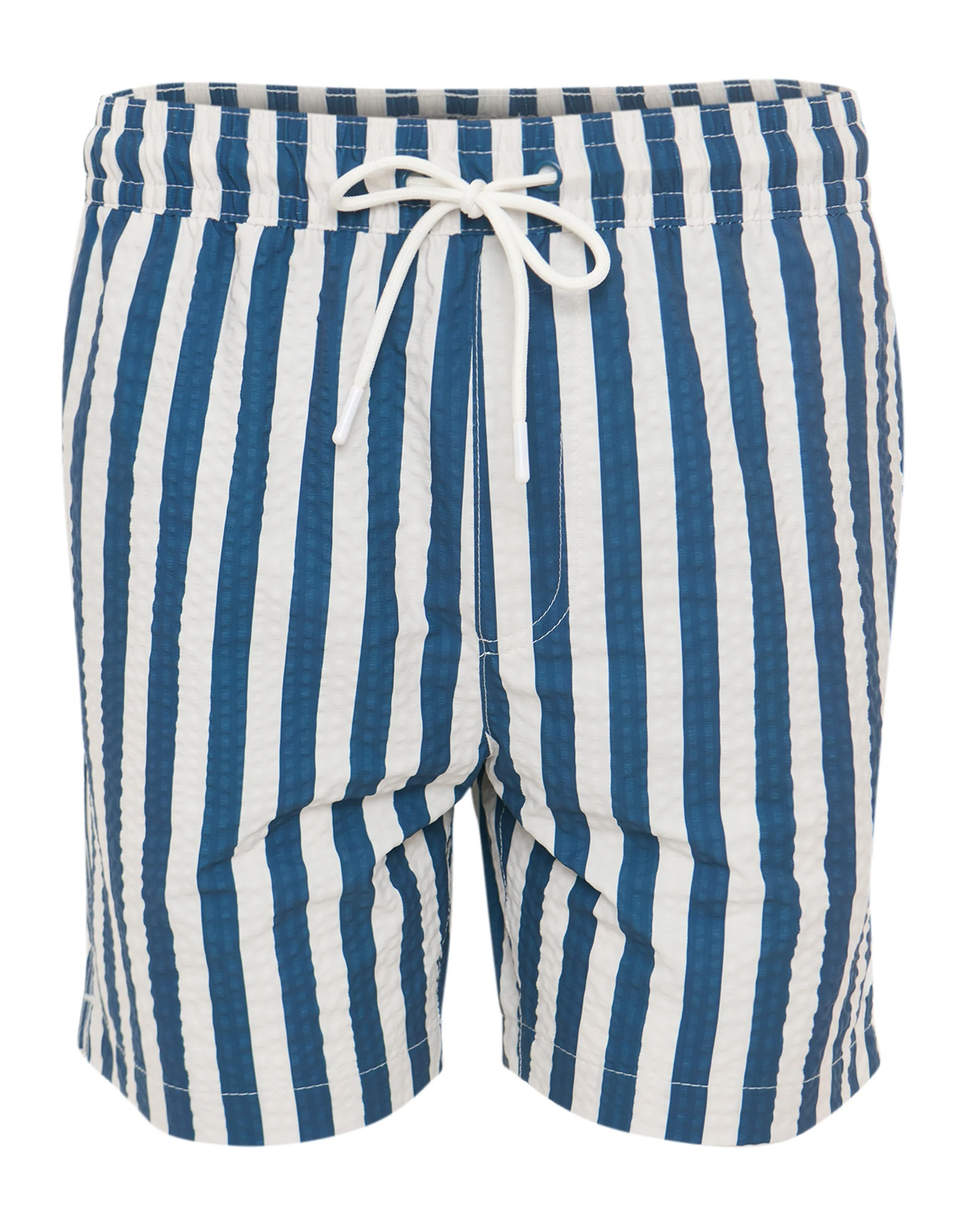 Seersucker Swim Shorts in Blue Stripe - Image 5