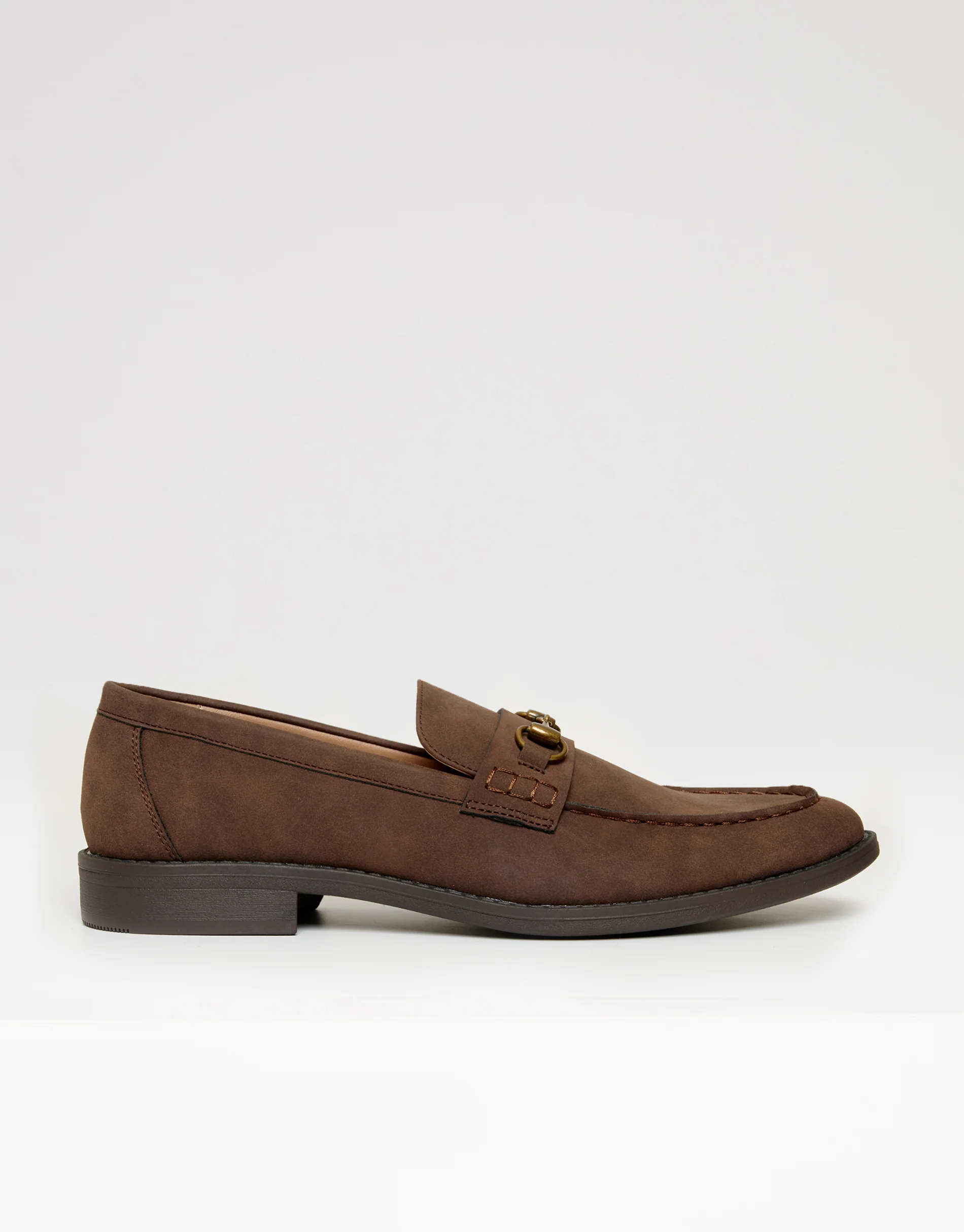 Faux Suede Snaffle Loafers in Brown