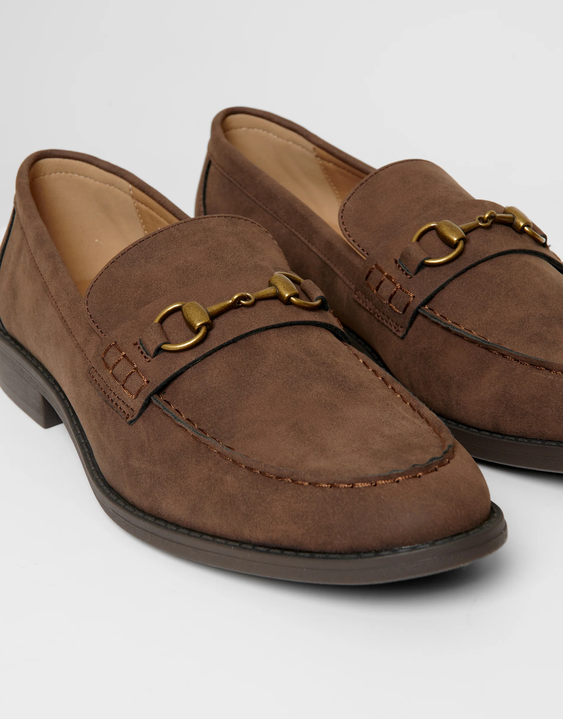 Faux Suede Snaffle Loafers in Brown - Image 3