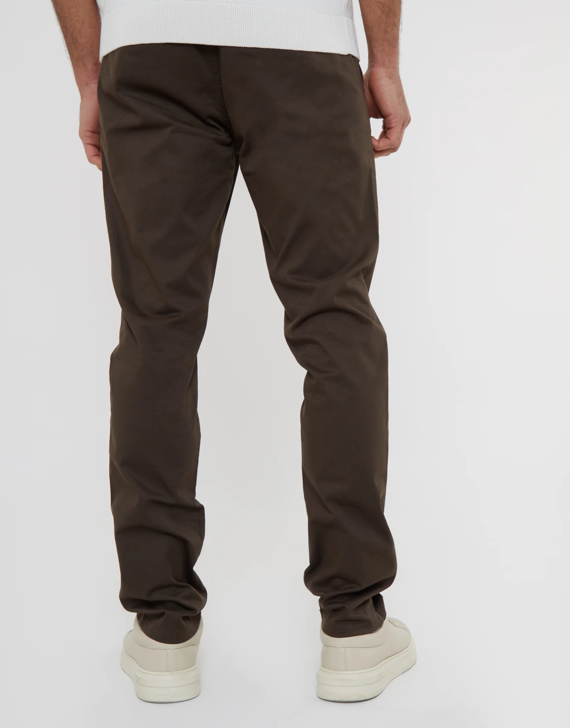 Slim Fit Brown Chino Trousers in Chocolate Brown - Image 3