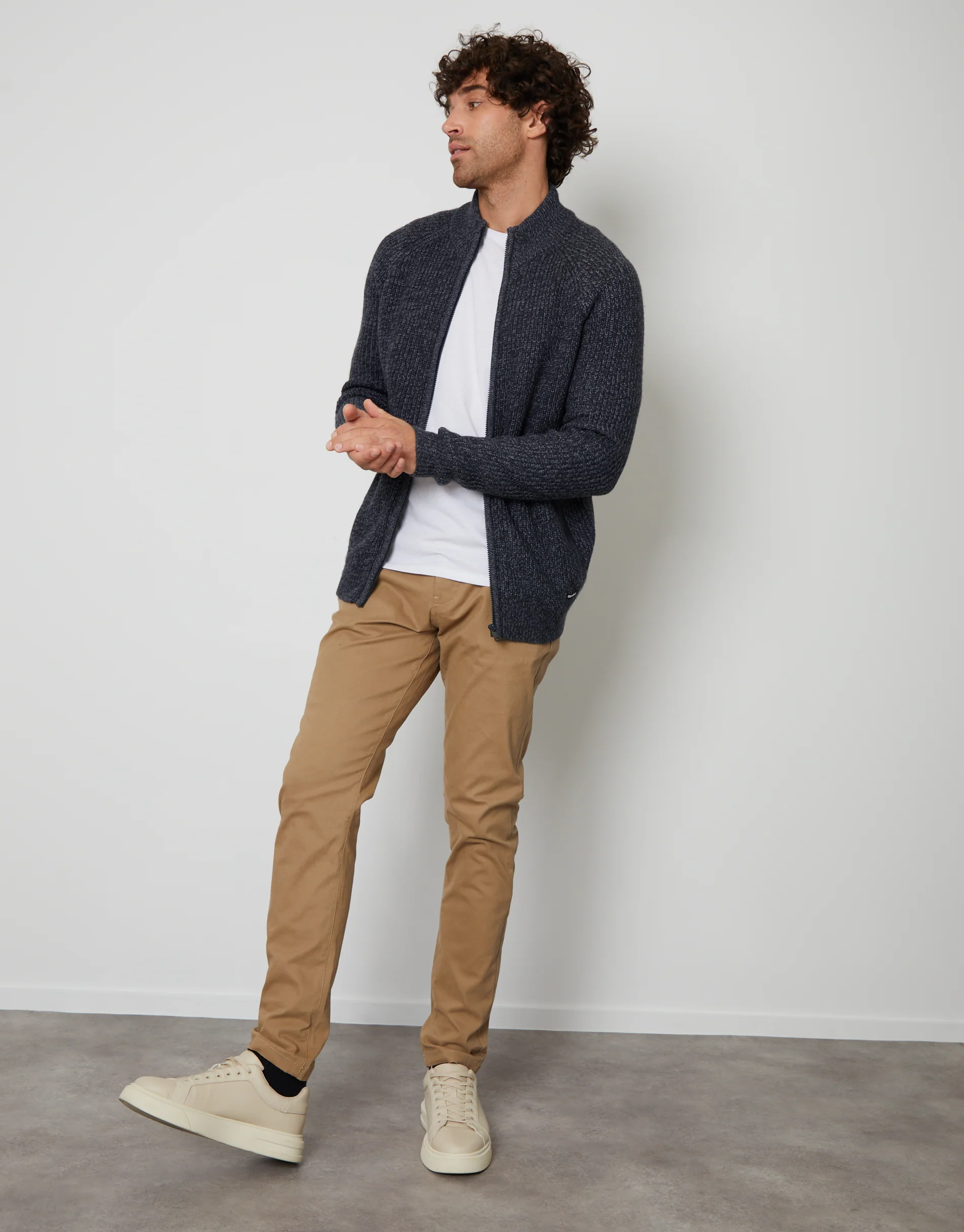 Full-Zip Cardigan in Navy - Image 3