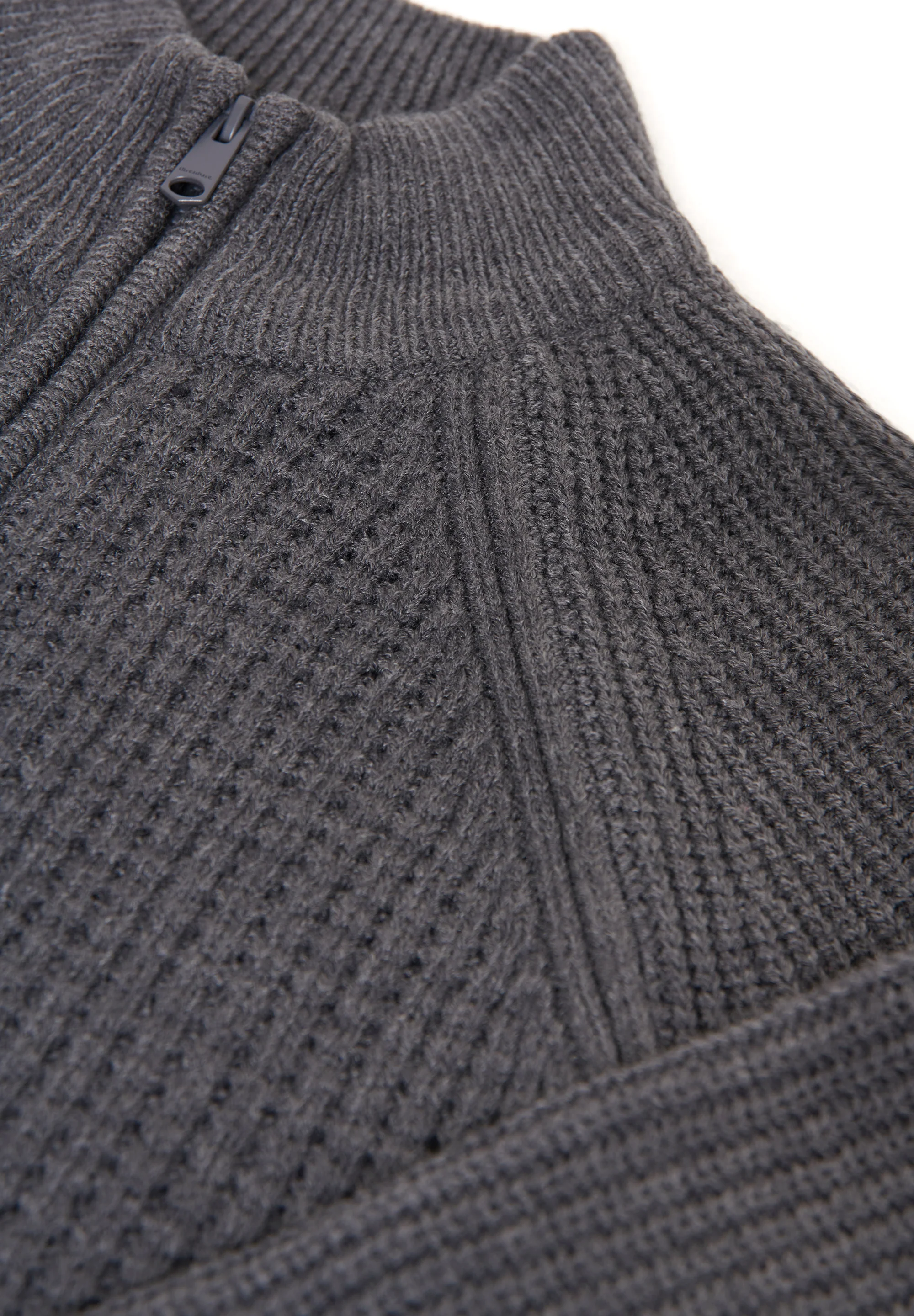 Zip Up Microfleece Lined Cardigan in Charcoal Grey Marl - Image 5