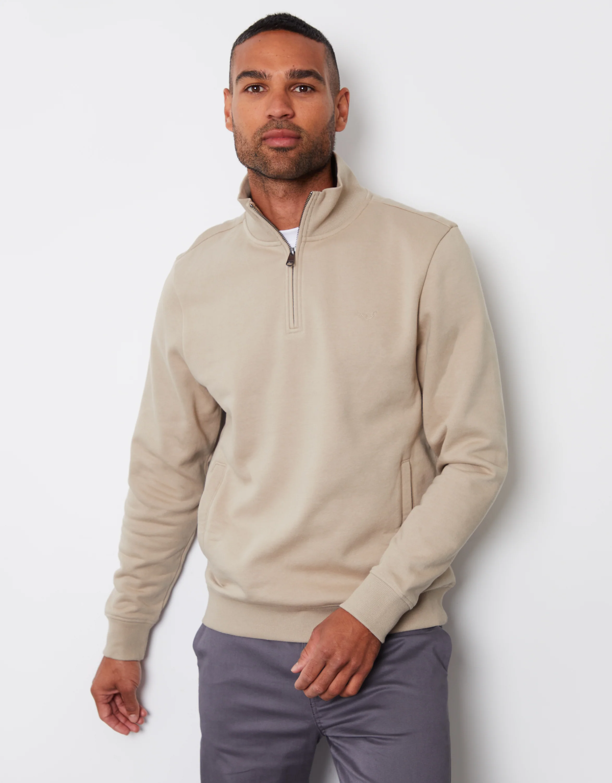 Quarter Zip Sweatshirt in Dark Stone - Image 3