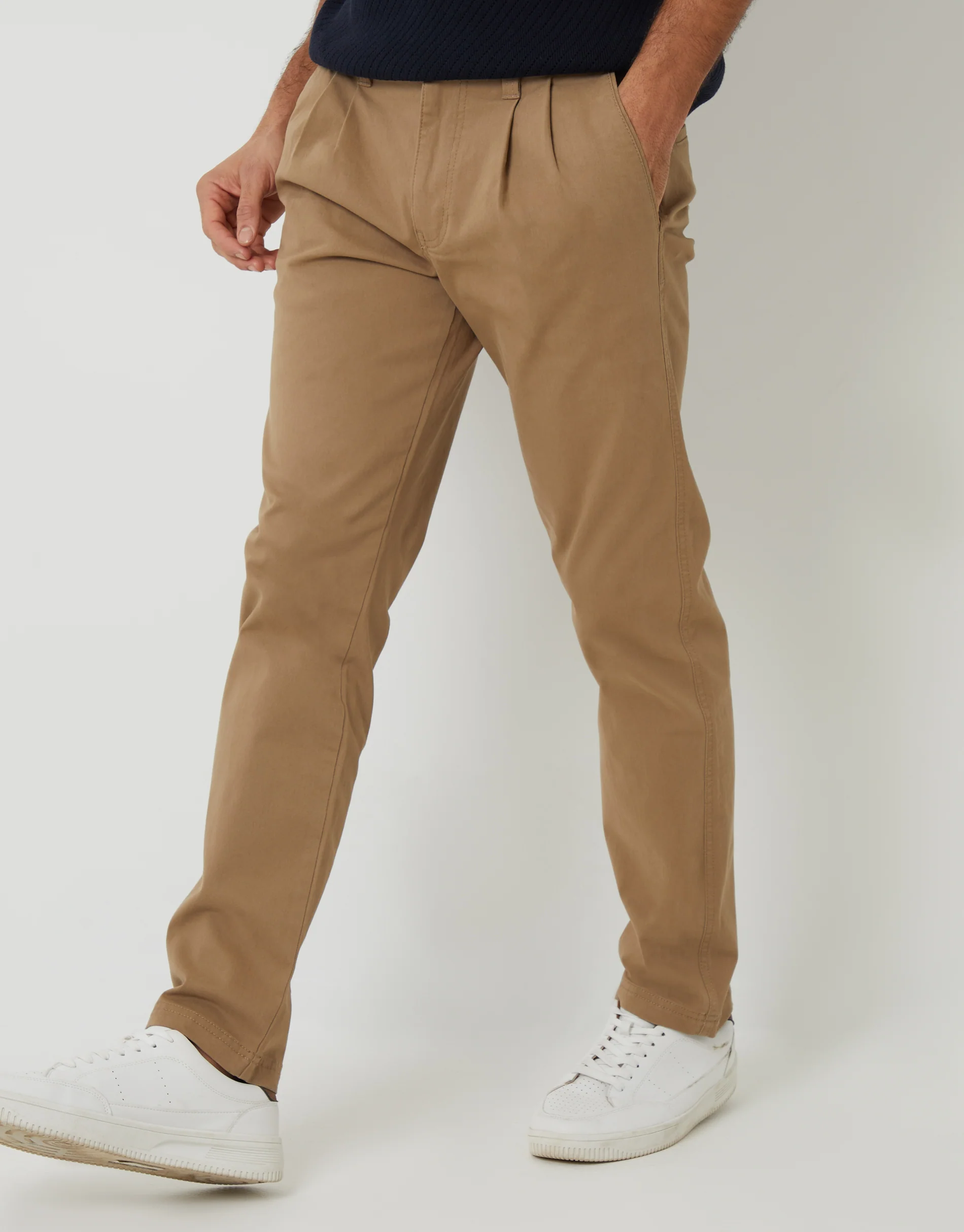 Relaxed Fit Stretch Chino Trousers in Dark Stone - Image 2