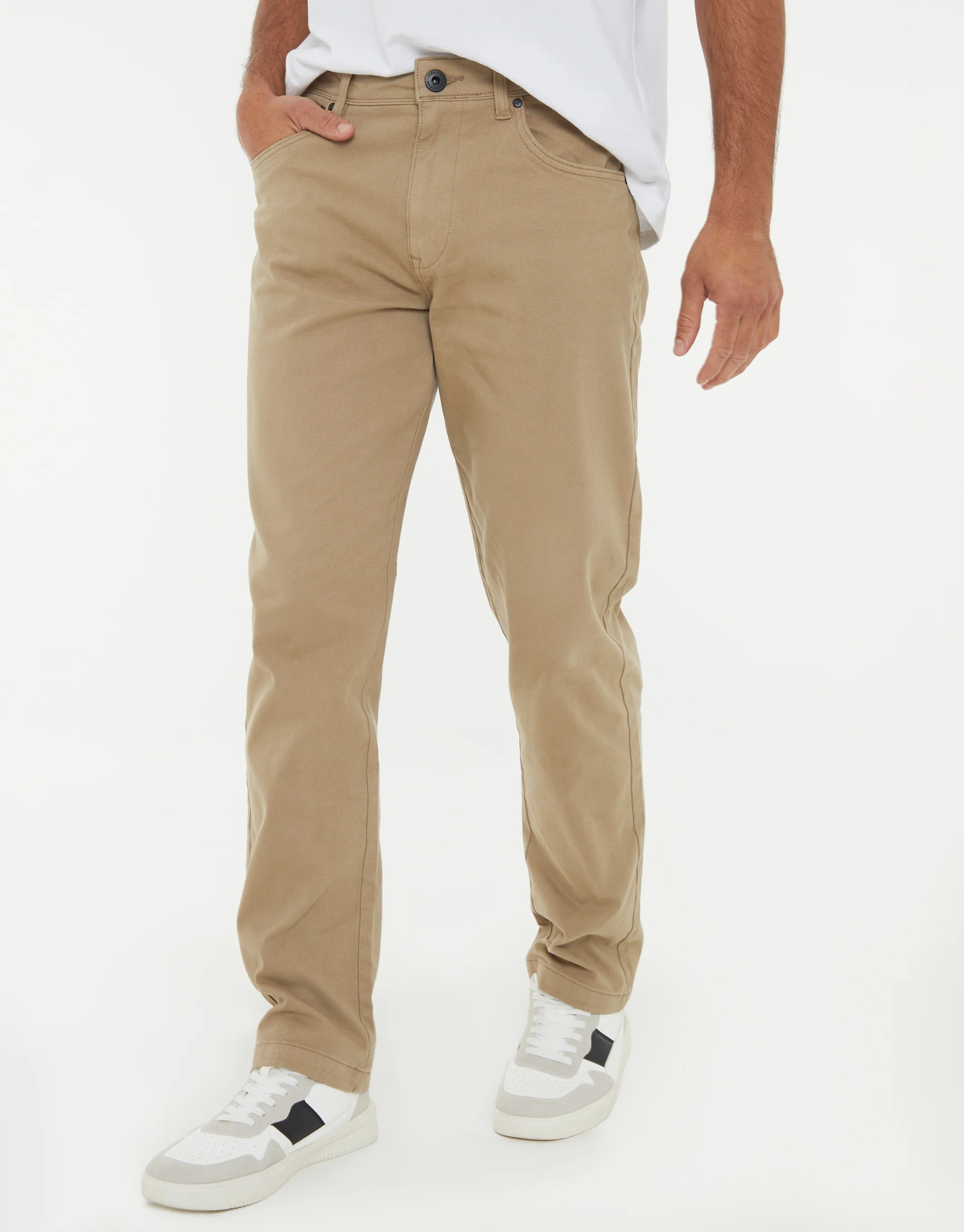 Straight Leg Canvas Trousers in Dark Stone - Image 2