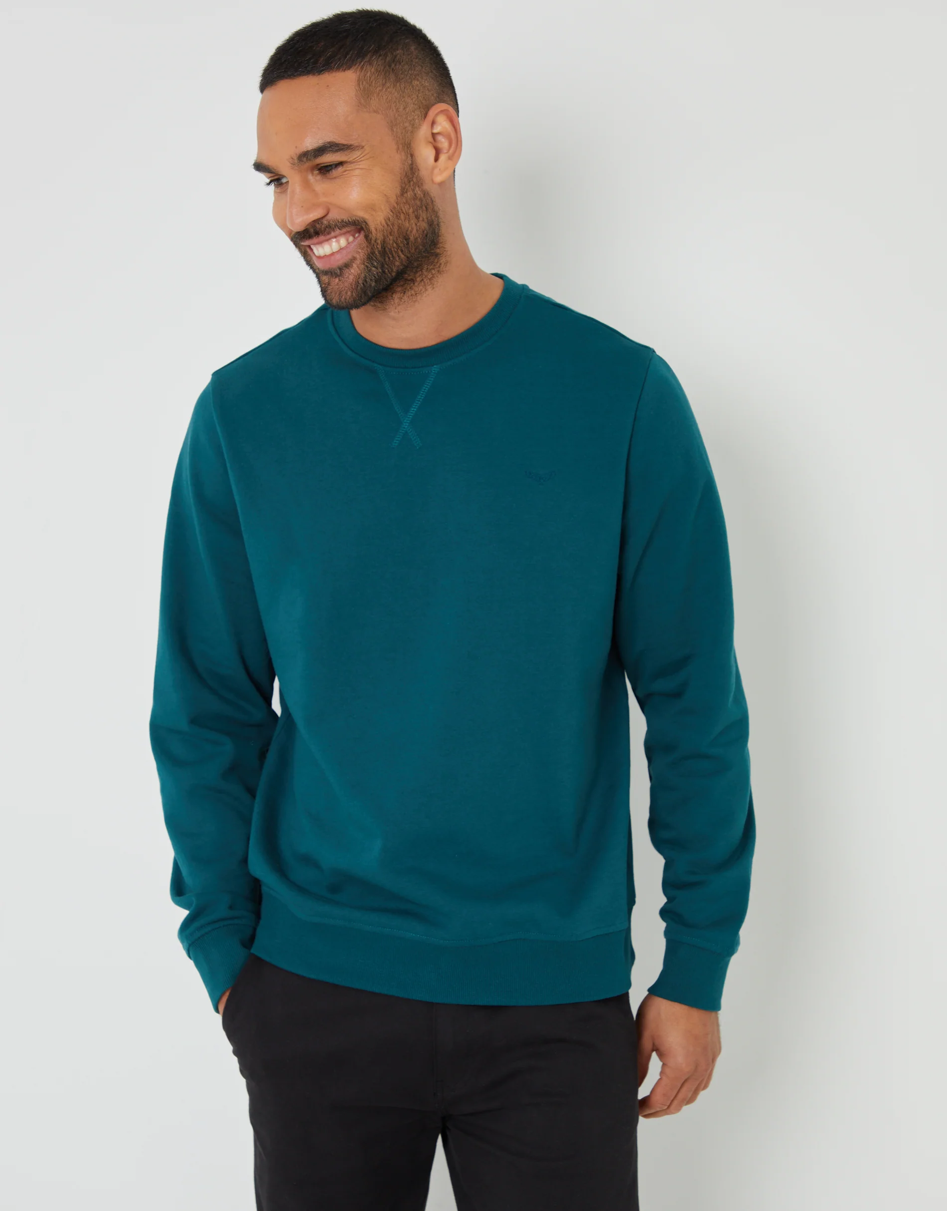 Crew Neck Sweatshirt in Dark Teal Green