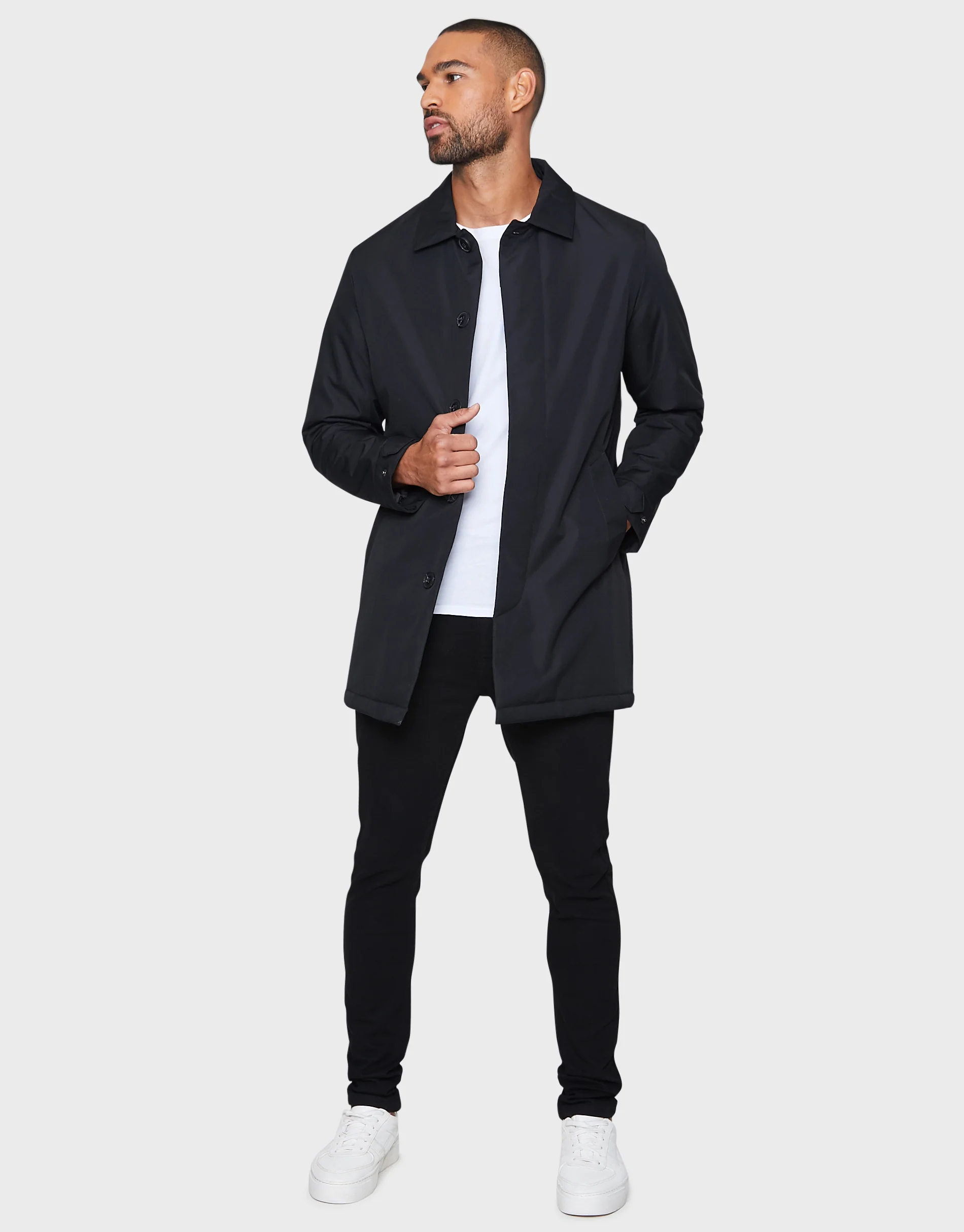 Collared Coat in Black - Image 3