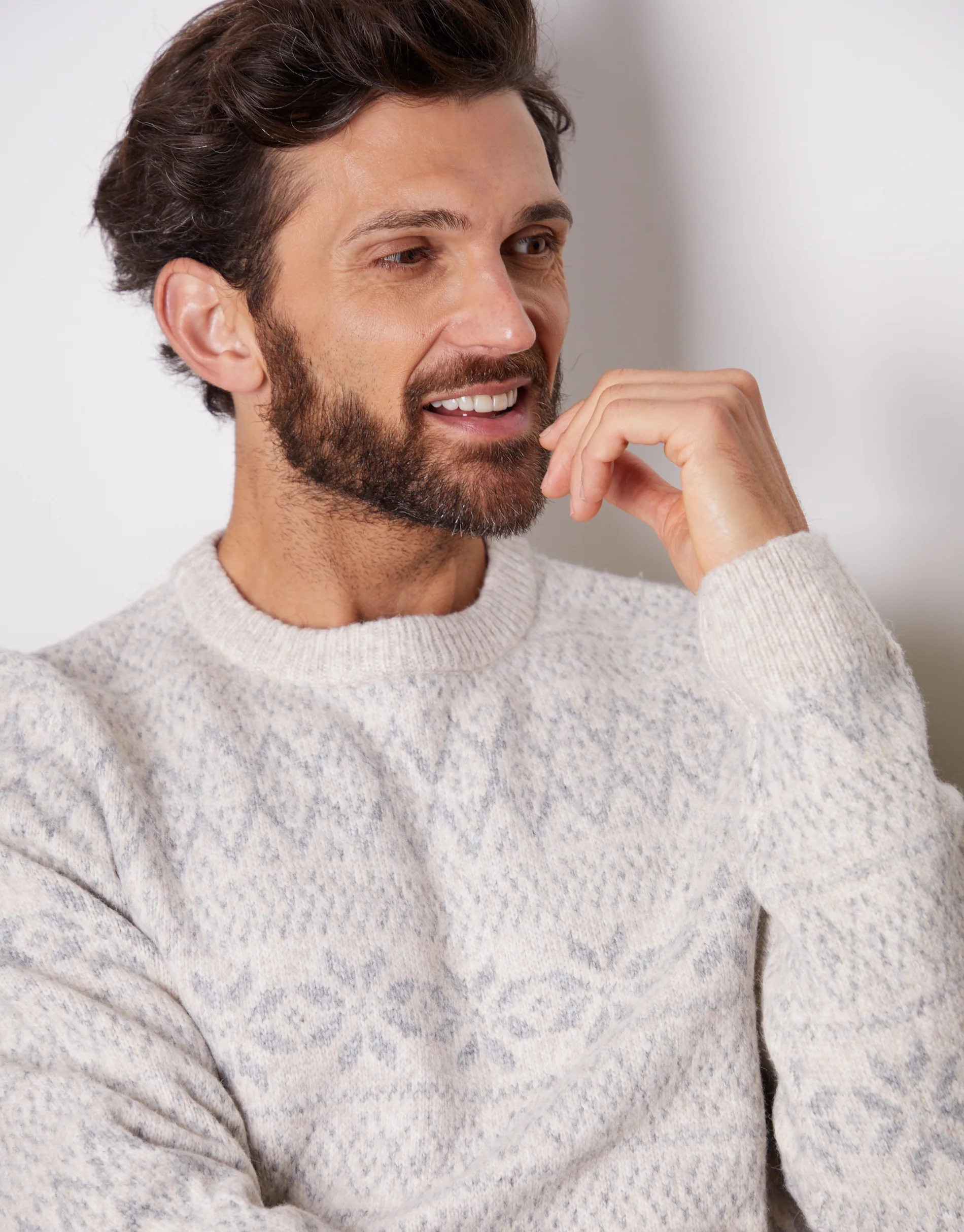Christmas Fairisle Crew Neck Jumper in Ecru